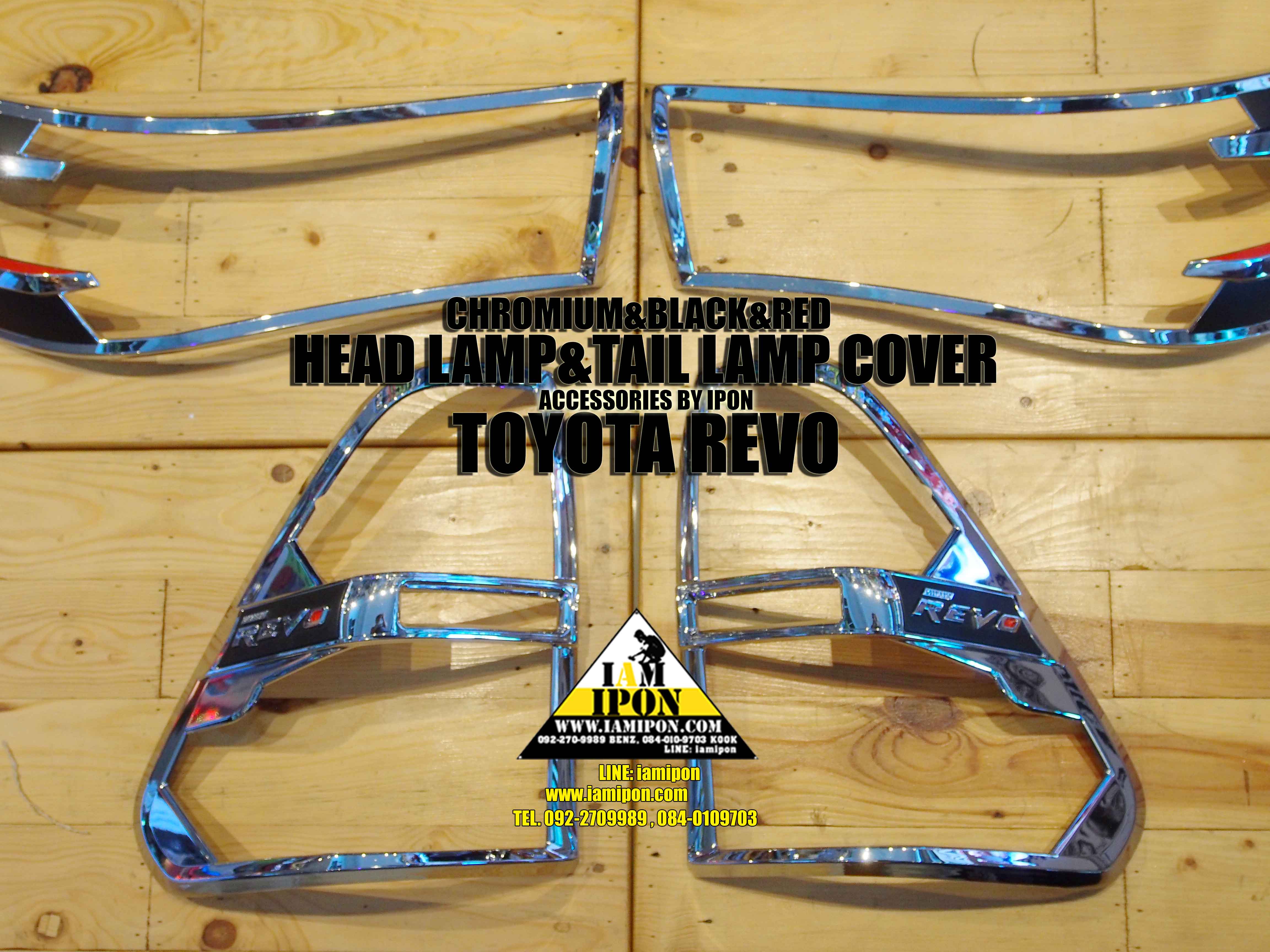 HEAD LAMP COVER TOYATA REVO CHROMIUM&BLACK&RED ครอบไฟหน้าโครเมียมดำแดงโตโยต้ารีโว้