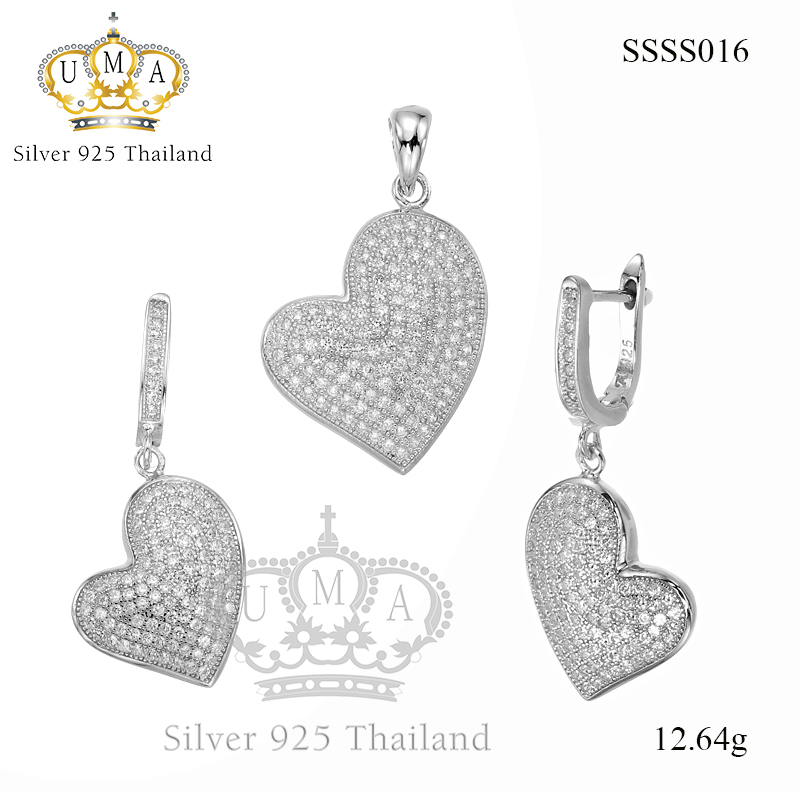 ต่างหูพร้อมจี้ ( เงิน ) = Earring with Pendant ( Silver )
