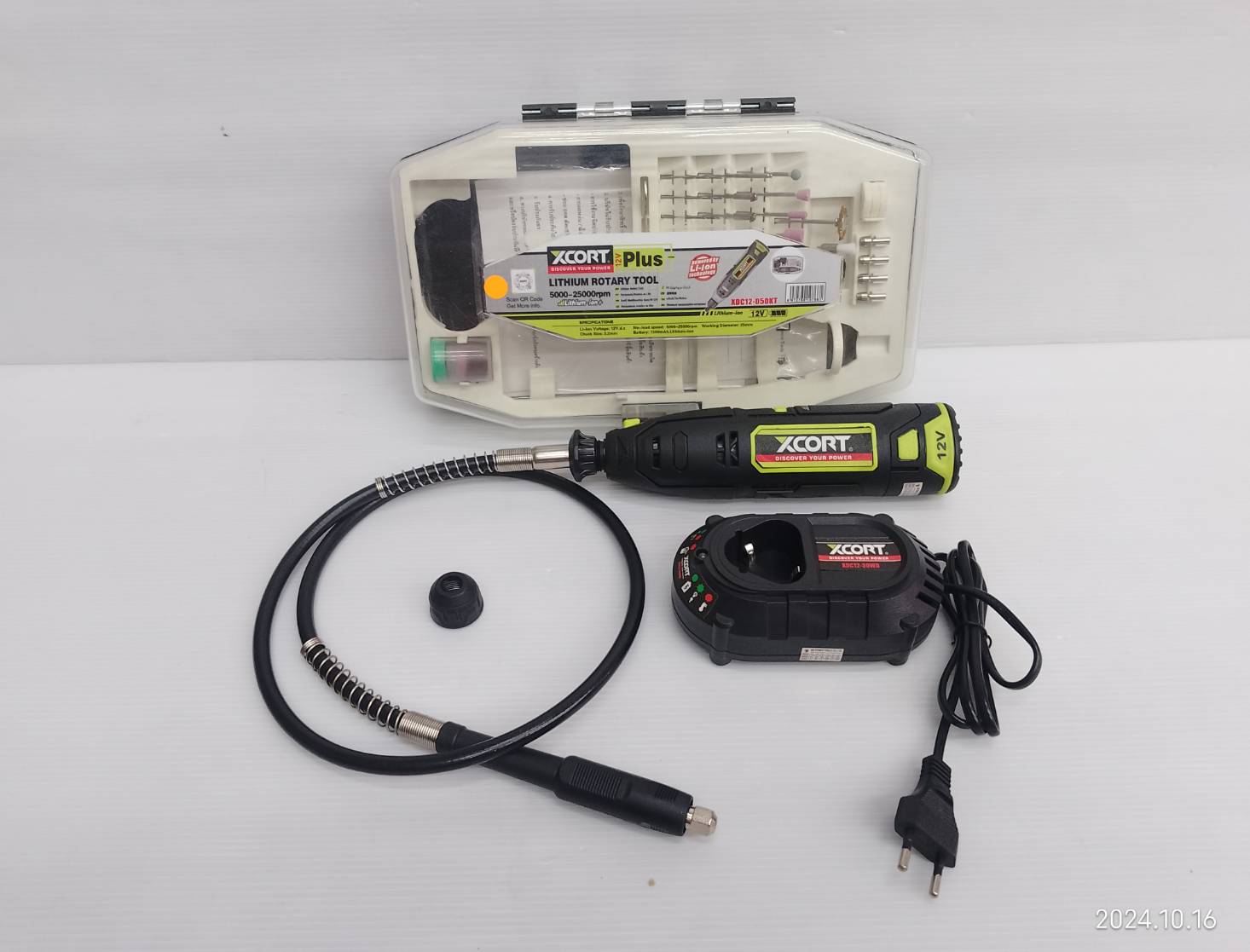 XCORT เครื่องเจียร์สายอ่อนไร้สาย XDC12-050KIT แบตลิเธียม 12V (1 ก้อน) ปรับระดับได้ พร้อมใบเจียร์ ใบขัด