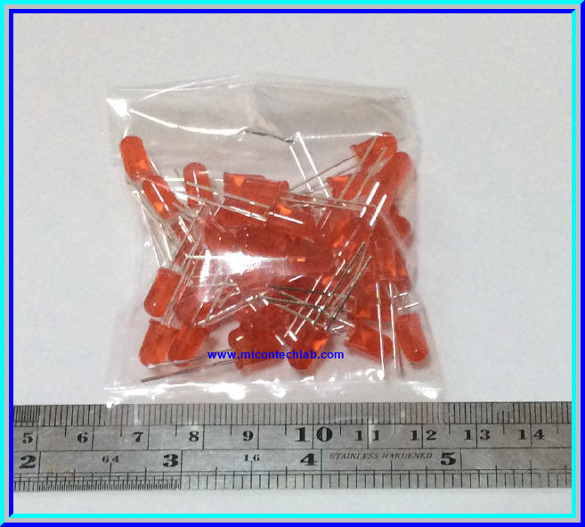 50x LED Red Color 5mm (แอลอีดีสีแดง 5มม 50 ตัวต่อชุด)