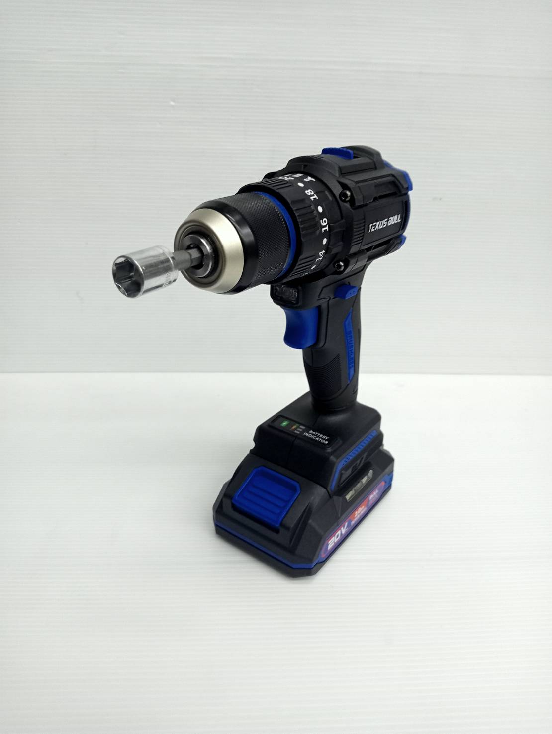 TEXUS BULL สว่านกระแทกไร้สาย คอสั้น 55Nm 20V แบตเตอรี่ 2.0Ahx2 Impact Drill TX-9633