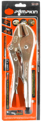 คีมล็อคปากตรง+หัวขีนน็อต Cr-MO 10นิ้ว PTT-10R PUMPKIN