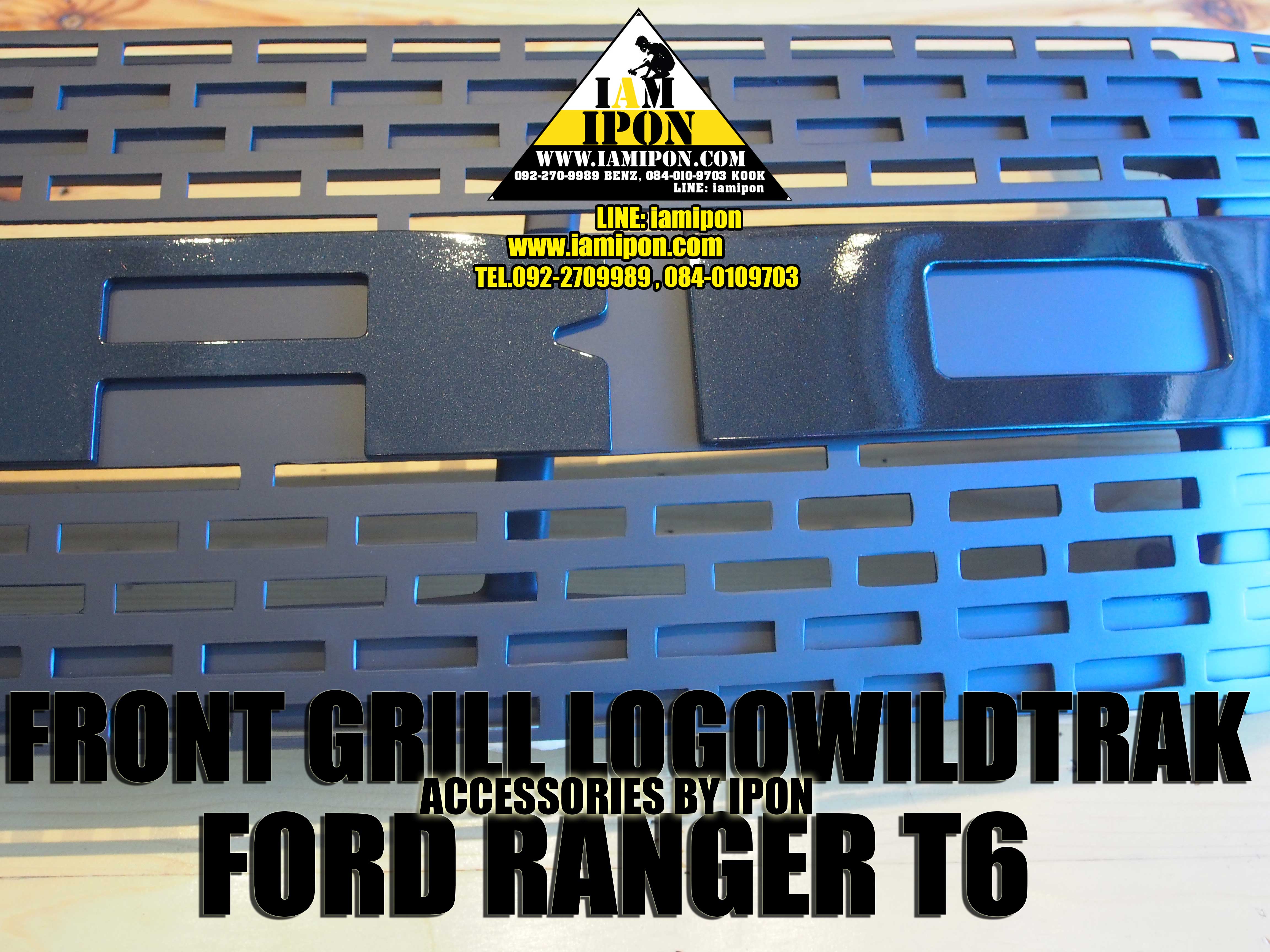 FRONT GRILL FORD RANGER T6 FLATBLACK LOGOWILDTRAK กระจังหน้าดำด้านโลโก้วายแทรก ฟอร์ดเรนเจอร์ T6