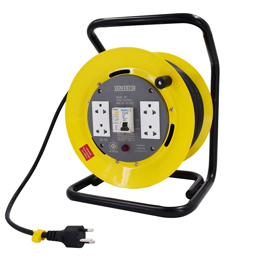 ล้อเก็บสายไฟ SUNTECH 16 A ขนาด 2.5mm. x ยาว 30 เมตร มีเบรคเกอร์ BC2530