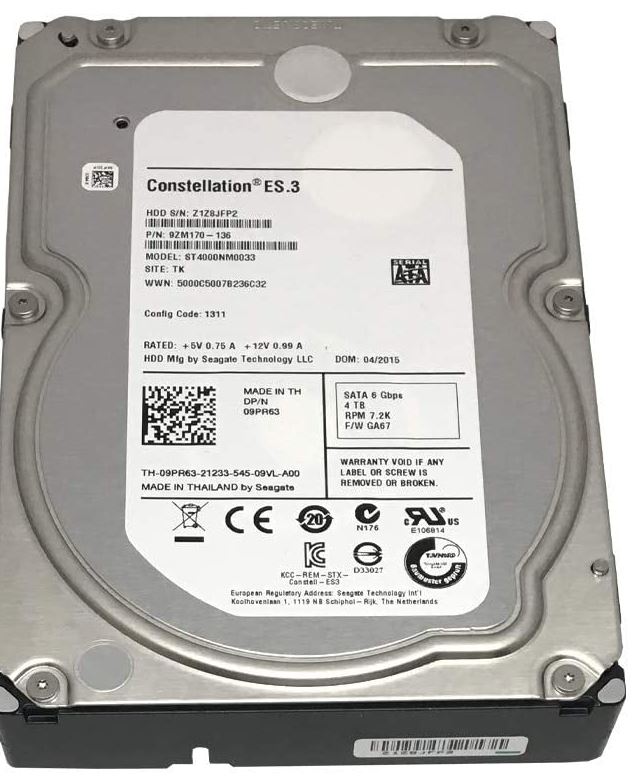 ST4000NM0033 SEAGATE CONSTELLATION ES.3 4TB 7200RPM 128MB SATA 6GB/S 1 Year