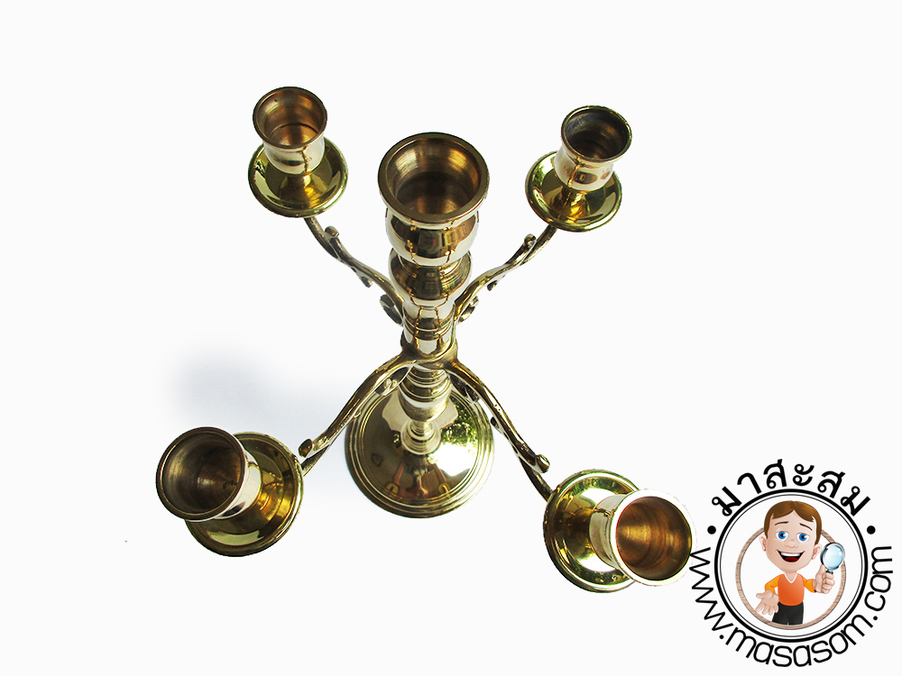 เชิงเทียนทองเหลือง5ช่อ 14 นิ้ว