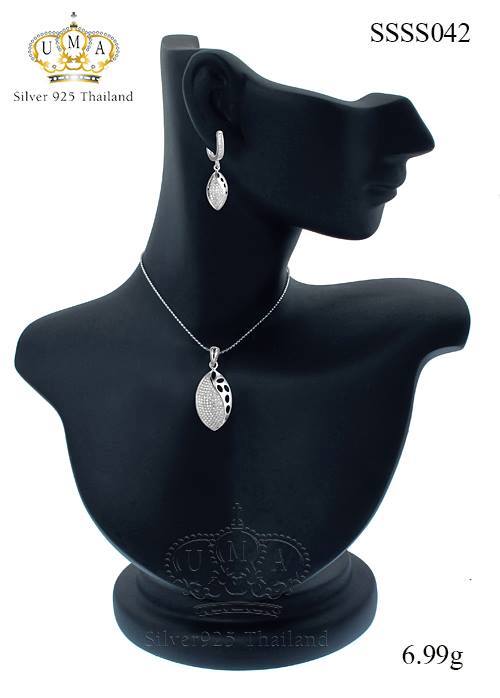 ต่างหูพร้อมจี้ ( เงิน ) = Earring with Pendant ( Silver )