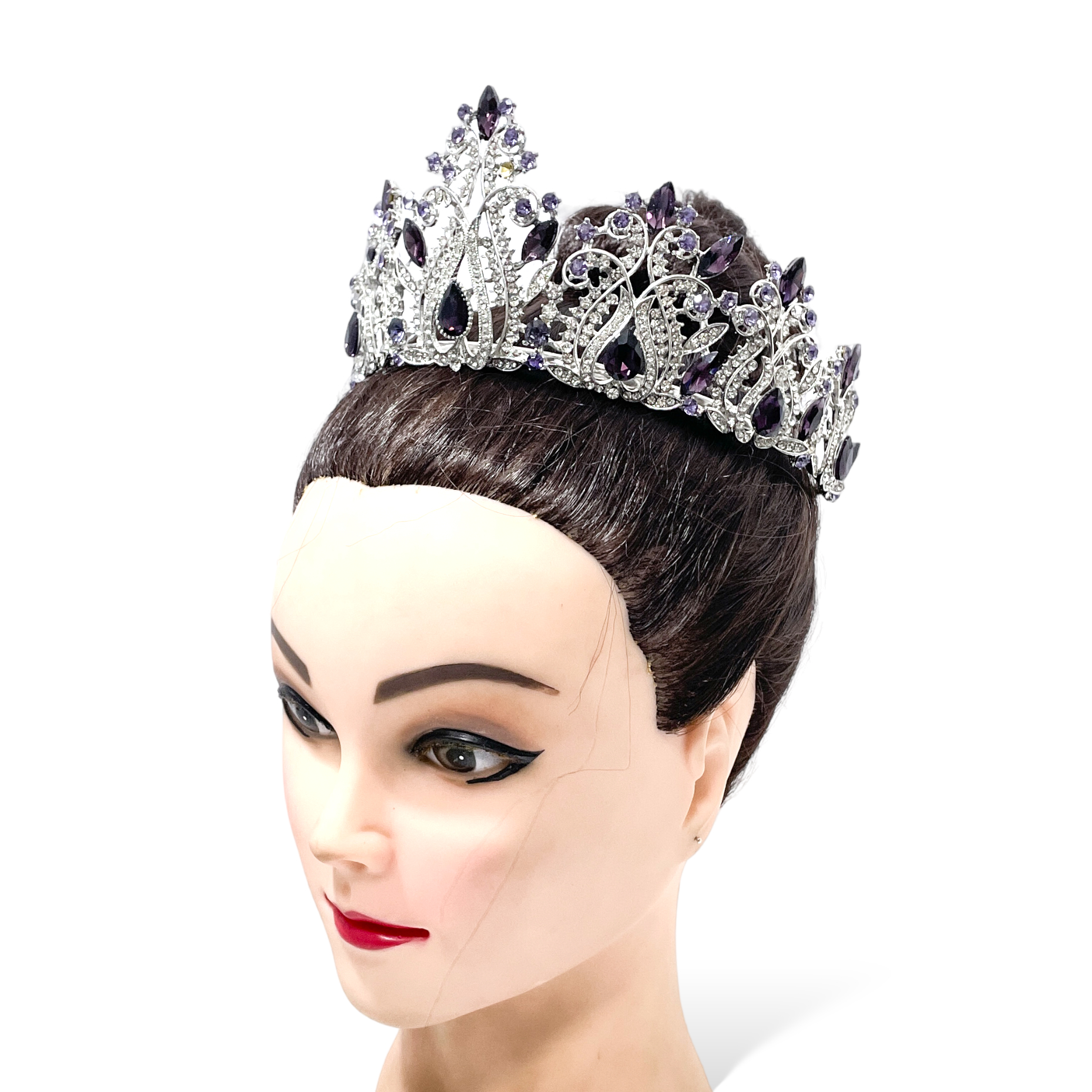 (พร้อมส่งจากไทย) มงกุฏ 118 สีม่วง งานสวย งานนางงาม รุ่นฐานกลม ปรับขนาดได้ ส่งด่วน ส่งจากไทย