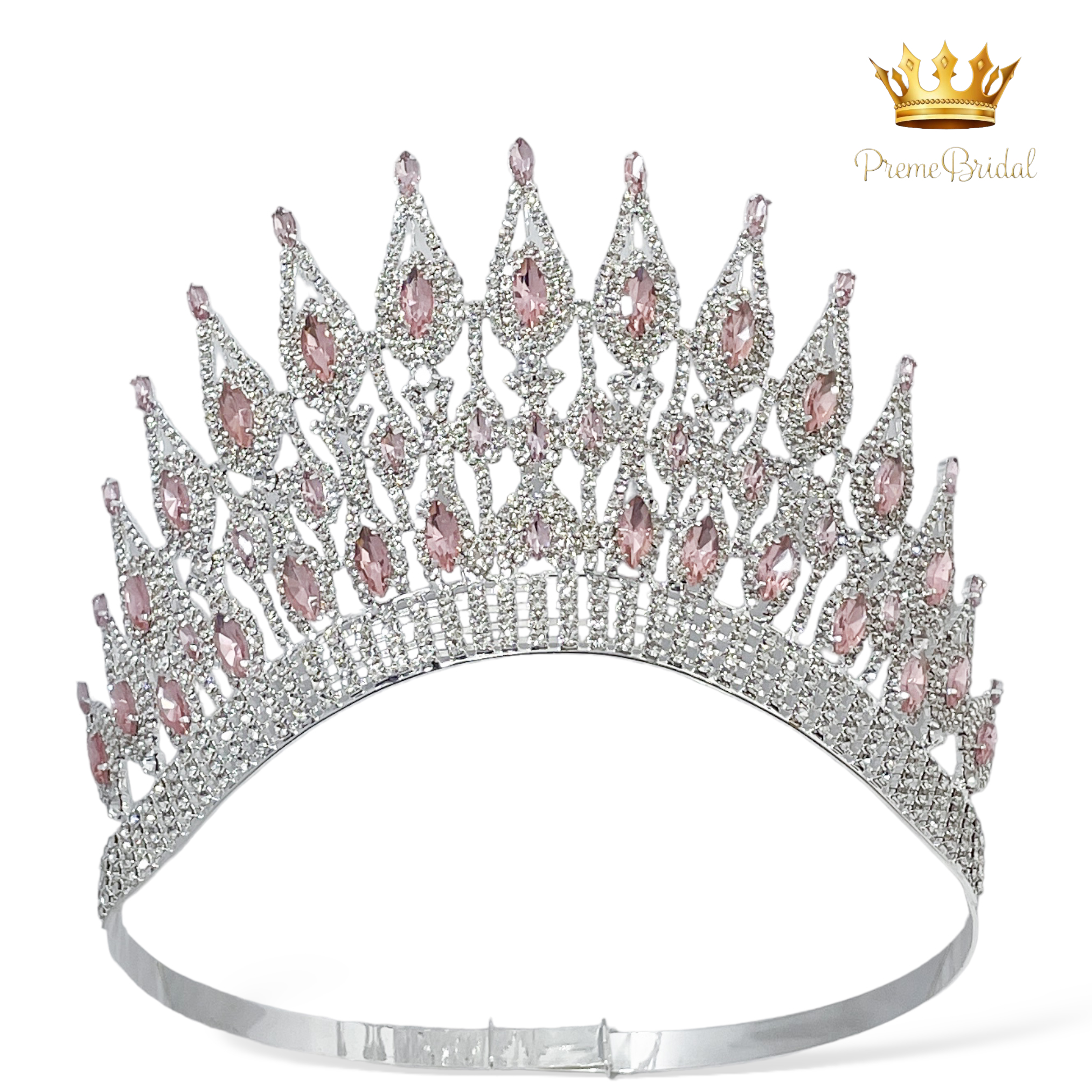 (พร้อมส่งจากไทย) มงกุฏ 119 สีชมพู งานสวย งานนางงาม รุ่นฐานกลม ปรับขนาดได้ ส่งด่วน ส่งจากไทย