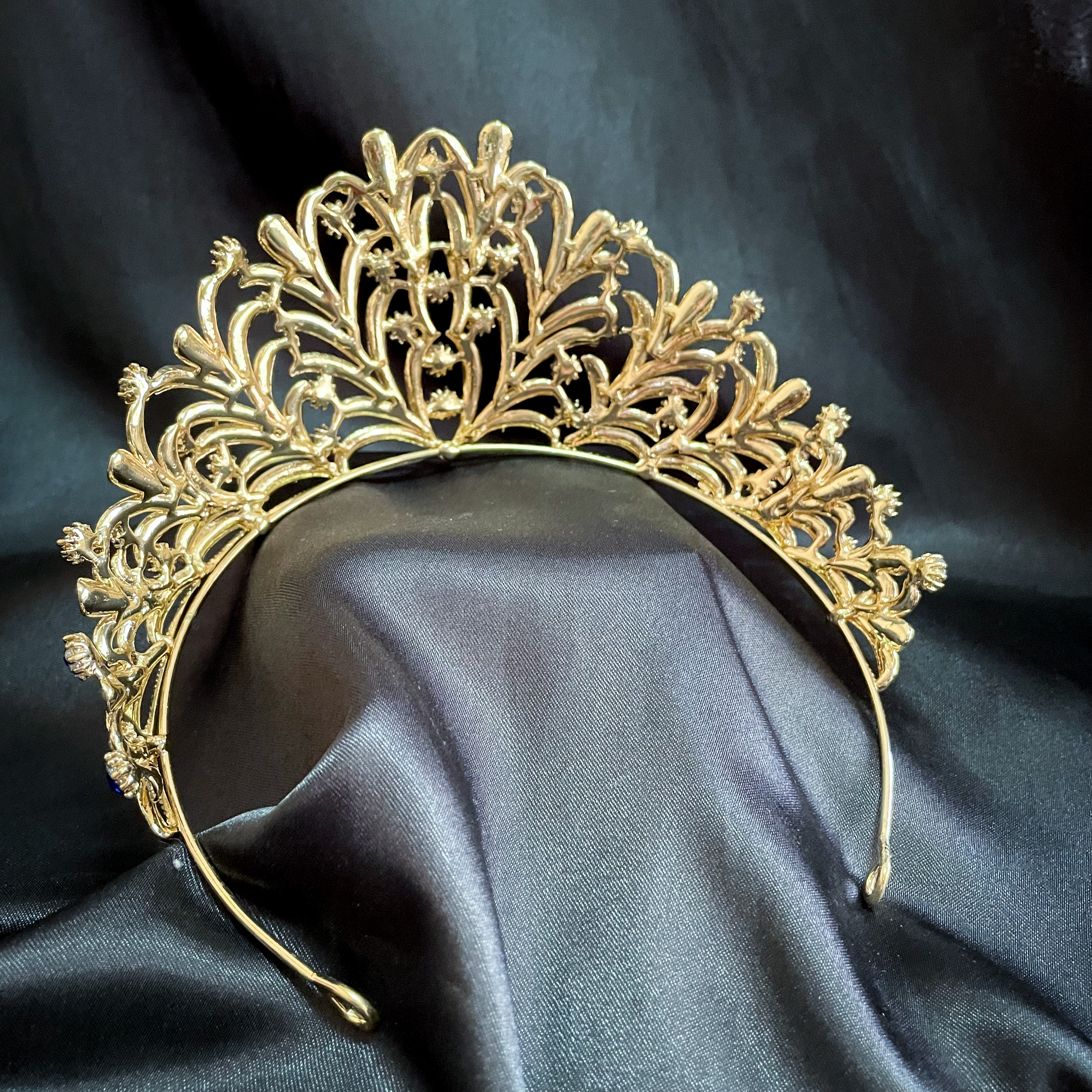 (พร้อมส่ง) เทียร่า 318 สีน้ำเงิน มงกุฎนางงาม มงกุฎเจ้าหญิง งานสวย ปราณีต QCเพชรทุกเม็ด สินค้าพร้อมส่งจากไทย