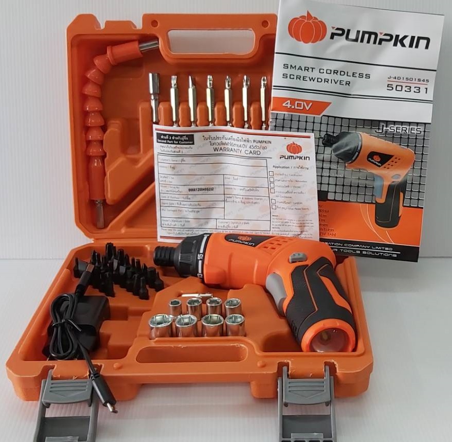 ไขควงไร้สาย4V J-4D1501S45 #50331 PUMPKIN รุ่นกล่องพลาสติก