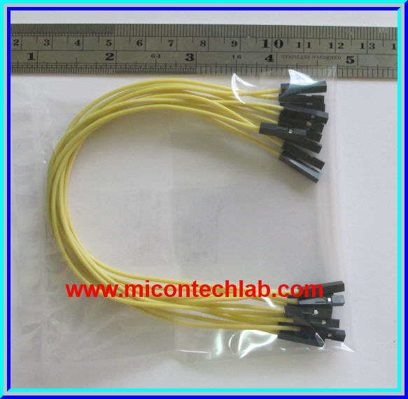 1x Jumper (F2F) cable Wire 10pcs 20cm Yellow color Female to Female (F2F)