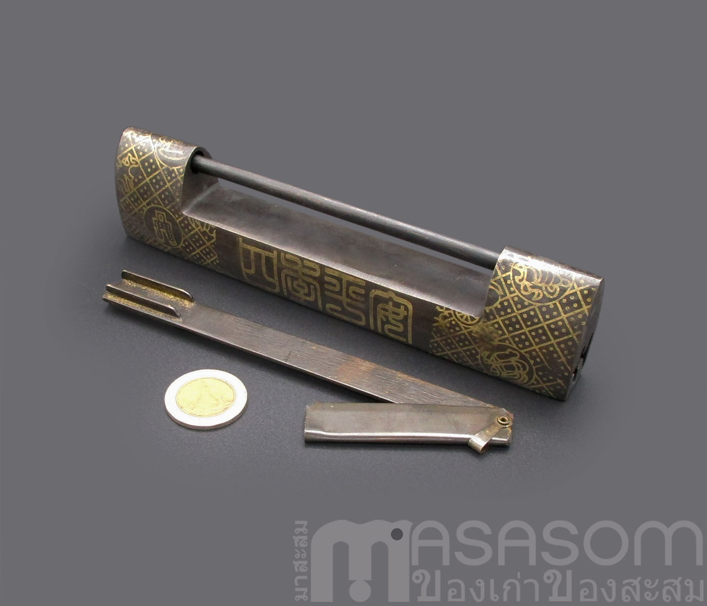 กุญแจจีนทองเหลืองโบราณ