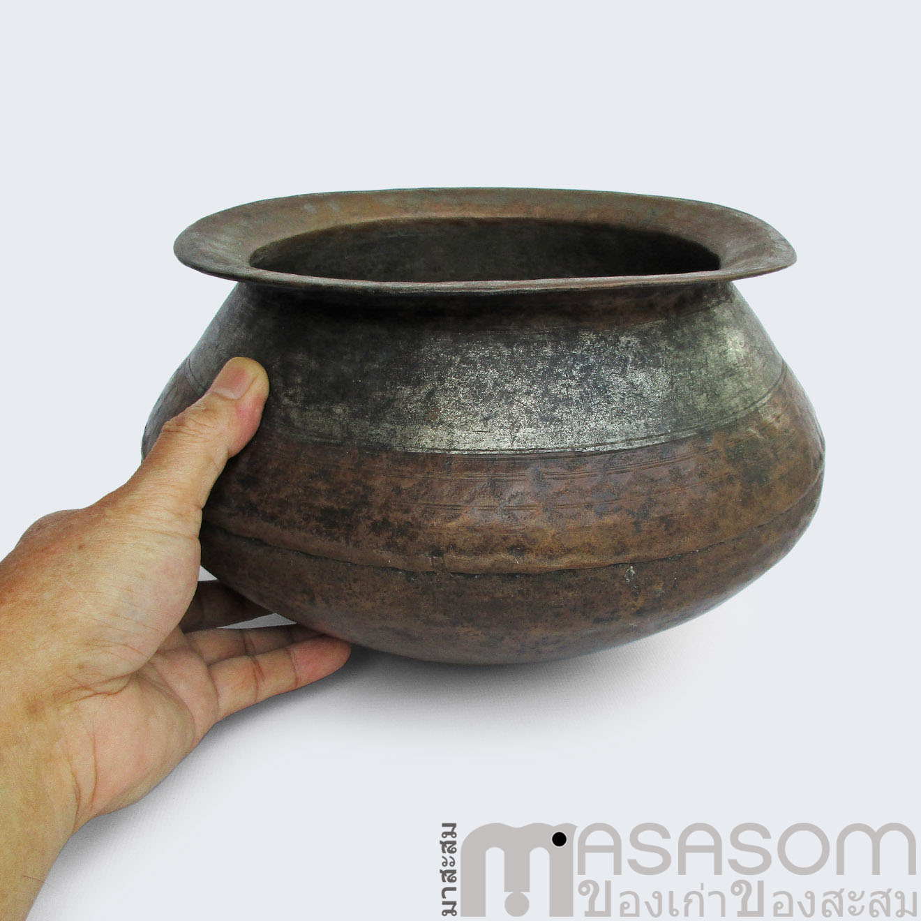 หม้อต้มยาทองเหลืองโบราณ