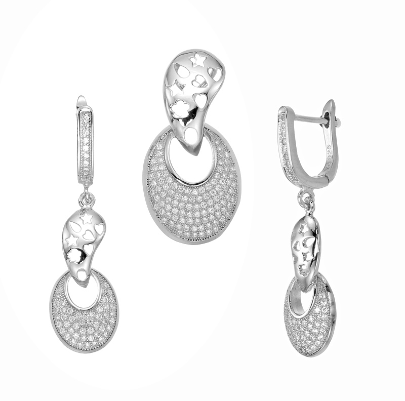ต่างหูพร้อมจี้ ( เงิน ) = Earring with Pendant ( Silver )