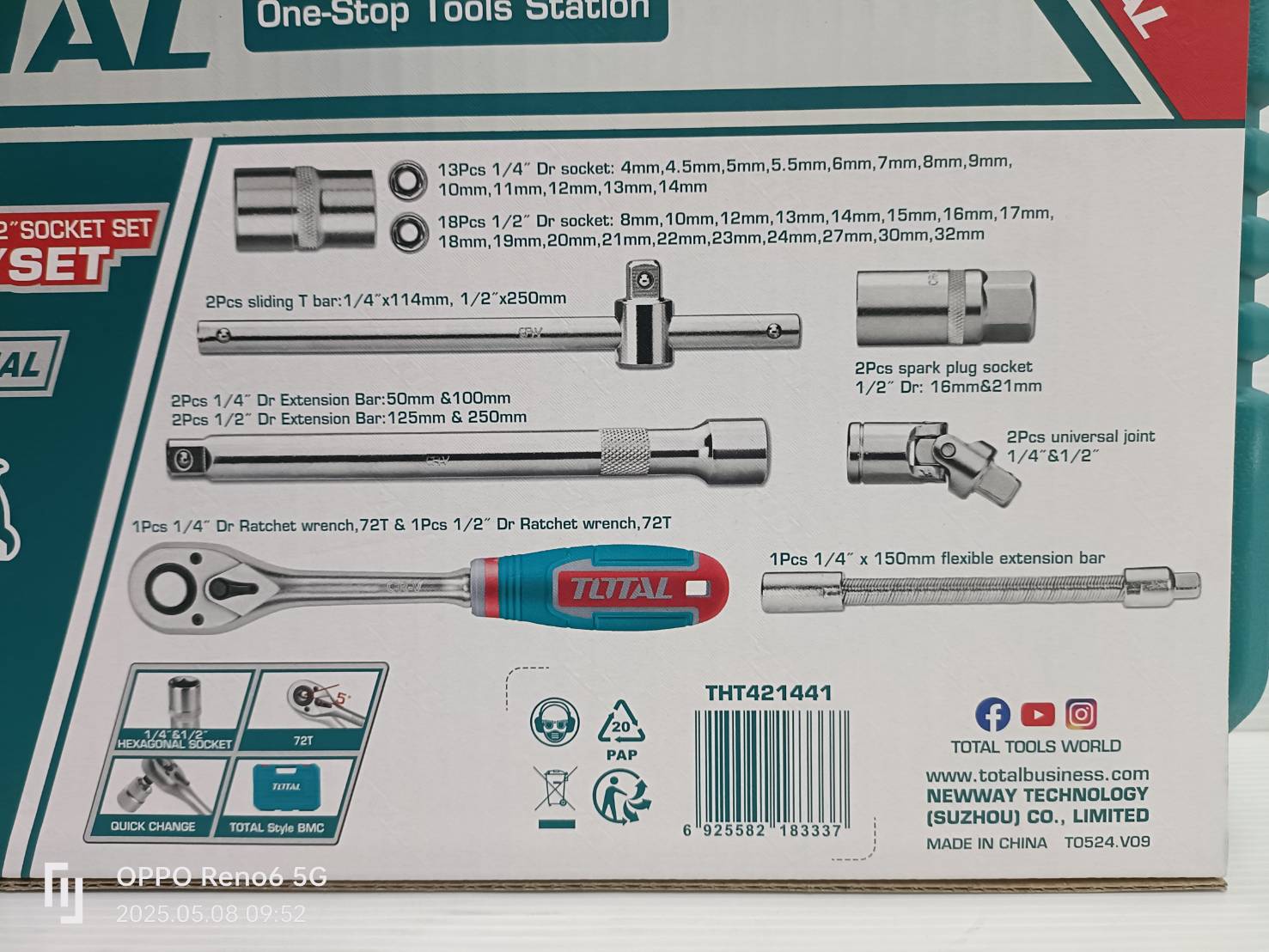 TOTAL ชุดลูกบล็อก 44ชิ้น รุ่น THT421441 ( Socket Set )