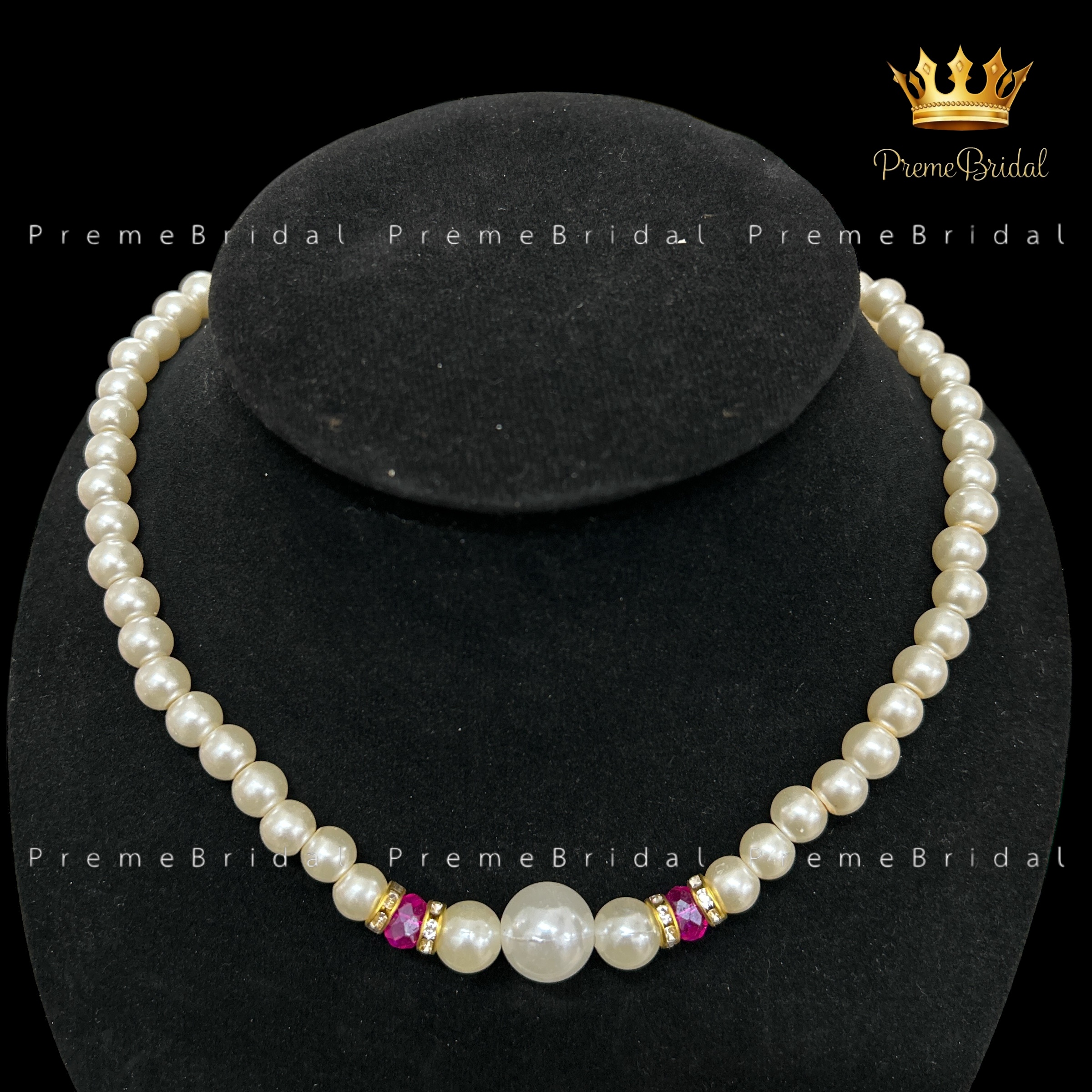 (พร้อมส่ง) สร้อยคอไข่มุก ประดับด้วยลูกปัดสีสวยขั้นกลาง งานหรูพรีเมี่ยม