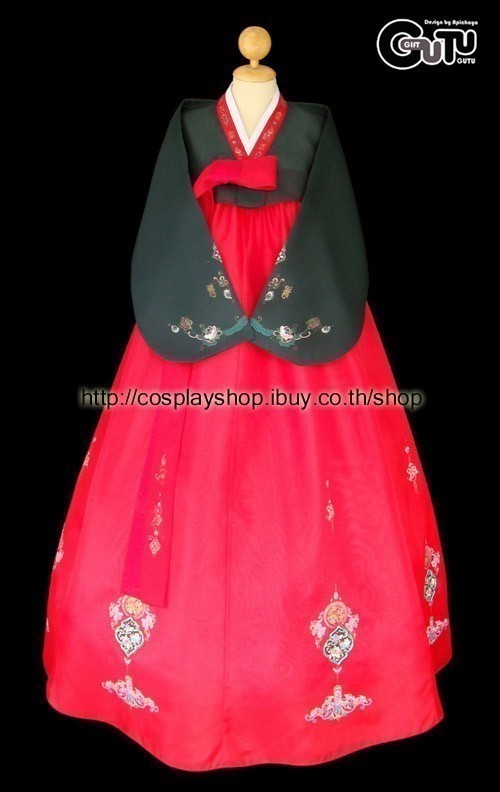 ชุดฮันบก เสื้อสีเขียว/กระโปงสีแดง03