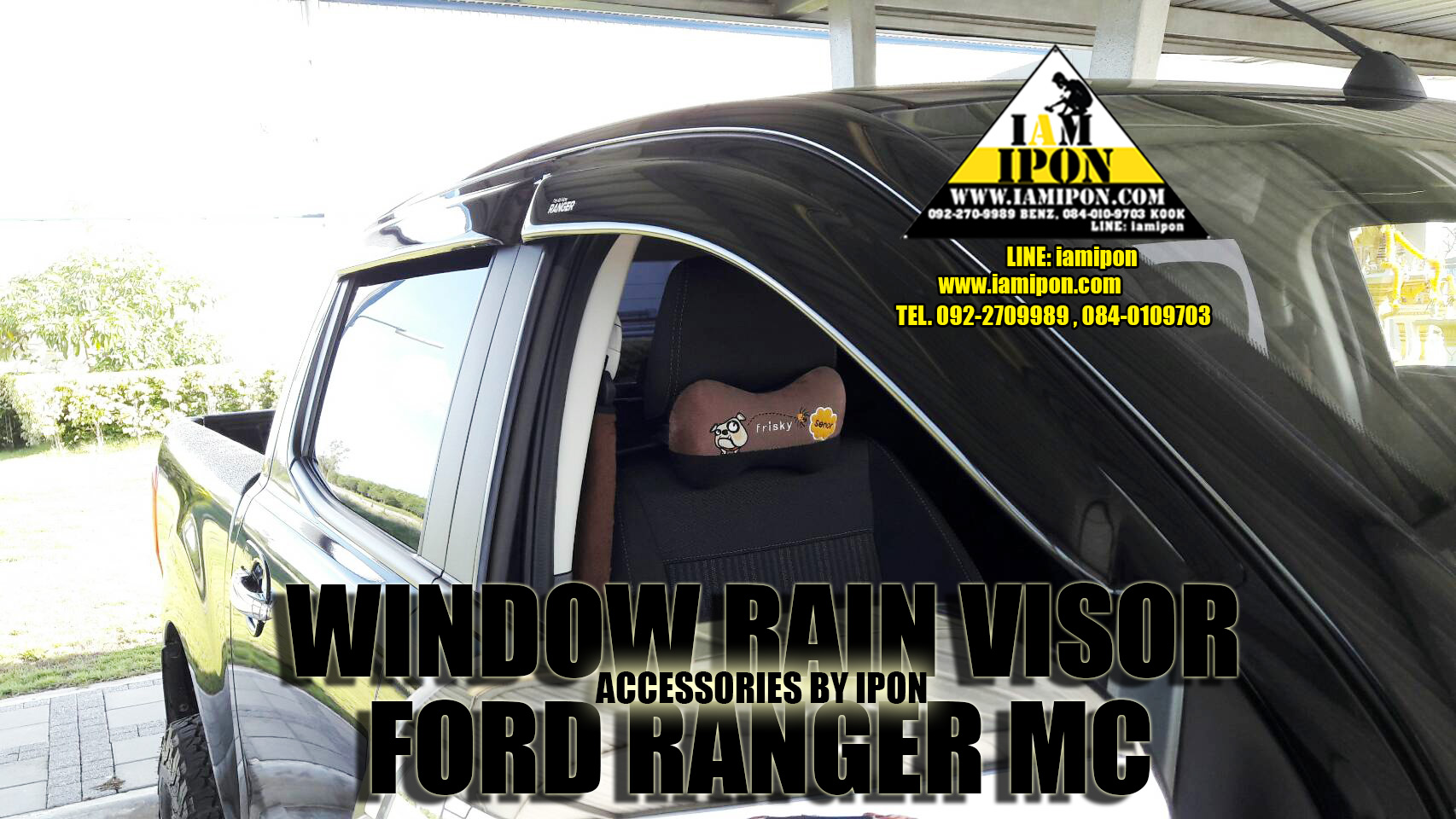 WINDOW RAIN VISOR FORD RANGER T6-MC BLACK กันสาดดำฟอร์ดเรนเจอร์ T6-MC