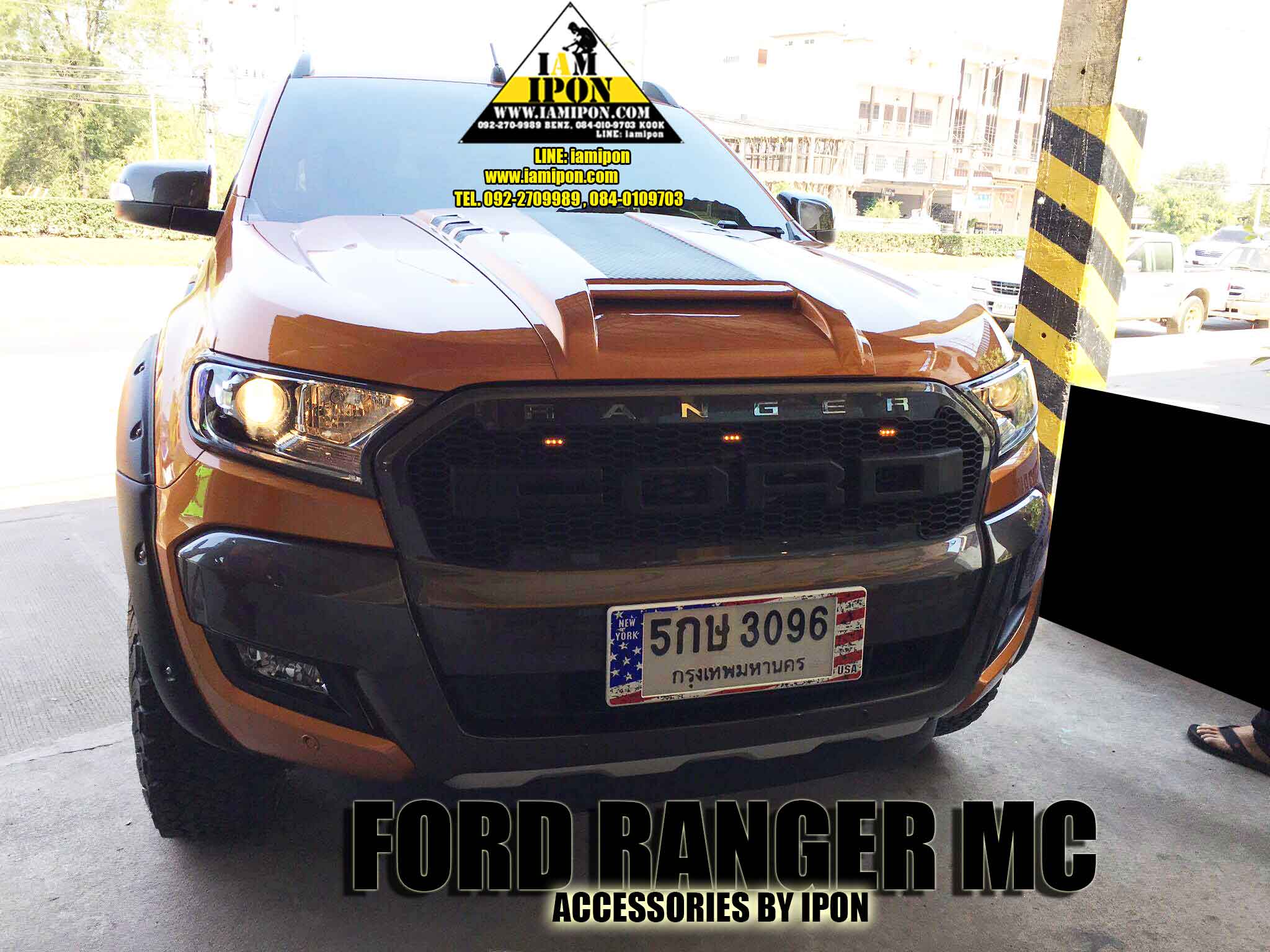 SCOOP BONNET FULL FORD RANGER MC 2015 ORANGE&ิBLACK สกู๊ปหลอกสีส้มคาดดำแบบเต็มฟอร์ดเอ็มซี 2015
