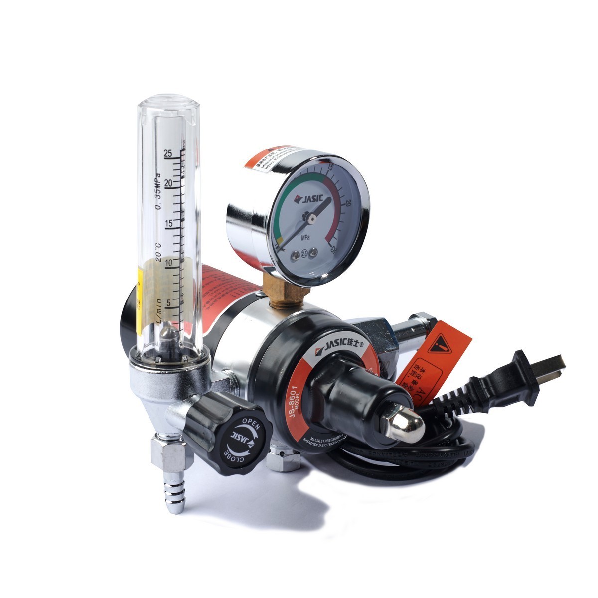 JASIC เกจ์วัดแรงดัน CO2 อลูมิเนียม รุ่น J072-10086569 ใช้กับเครื่องเครื่อง MIG รุ่น MIG200, MIG250, MIG350