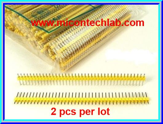 2x Yellow Color Pin header 1x40 ways 2.54mm Straight SIL