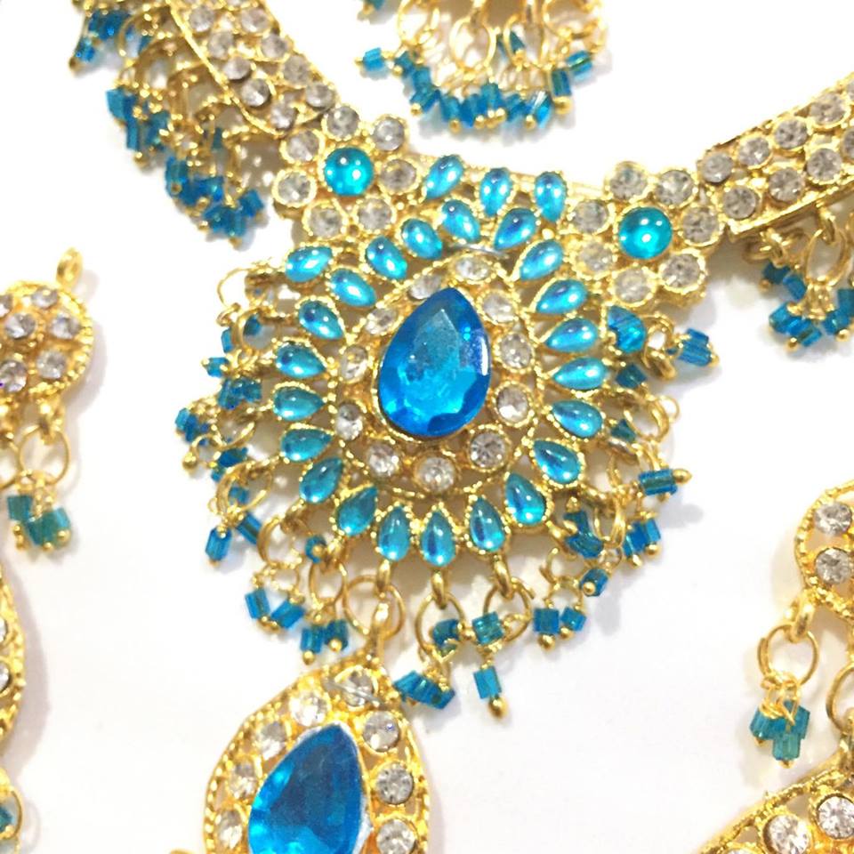 (พร้อมส่ง) เครื่องประดับอินเดีย 006 สีฟ้า