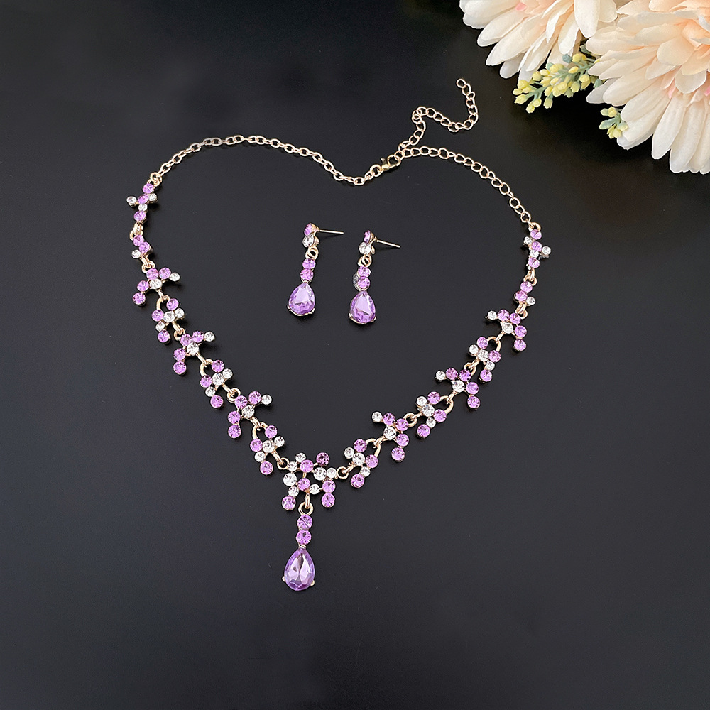SET005 สีม่วง เครื่องประดับ 3 ชิ้น มงกุฎ สร้อยคอ ต่างหู จัดเซทสวยงาม สินค้าพร้อมส่งจากไทย