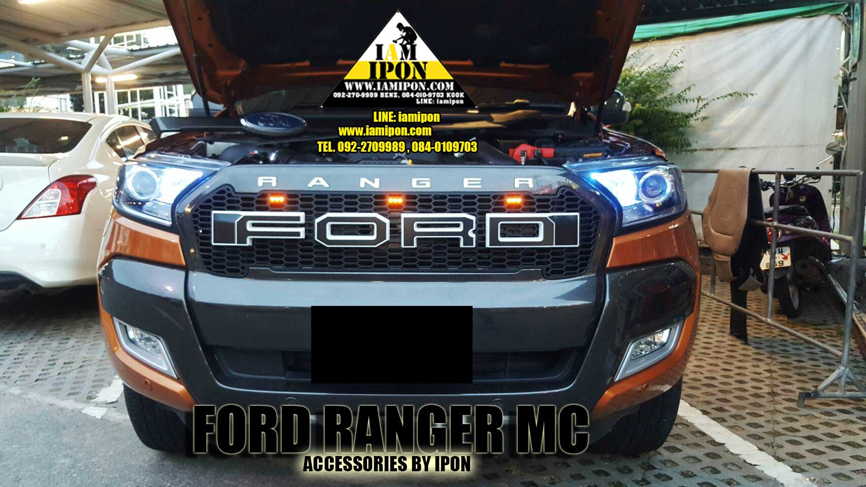 FRONT GRILL BLACK&WHITE I2 FORD RANGER MC กระจังหน้าดำขอบขาว I2 ฟอร์ดเรนเจอร์ MC