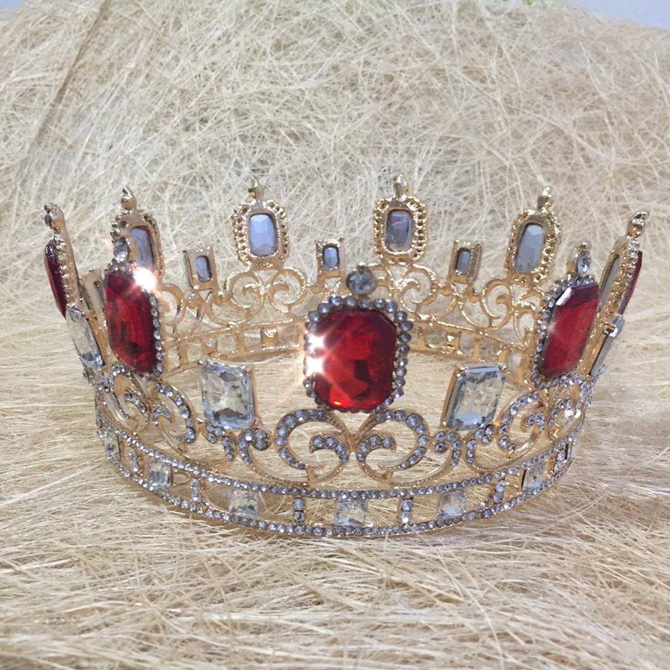 (พร้อมส่ง) มงกุฏผู้ชาย 040 สีแดง มงกุฎผู้ชาย มงกุฎเจ้าชาย งานสวย ปราณีต QCเพชรทุกเม็ด