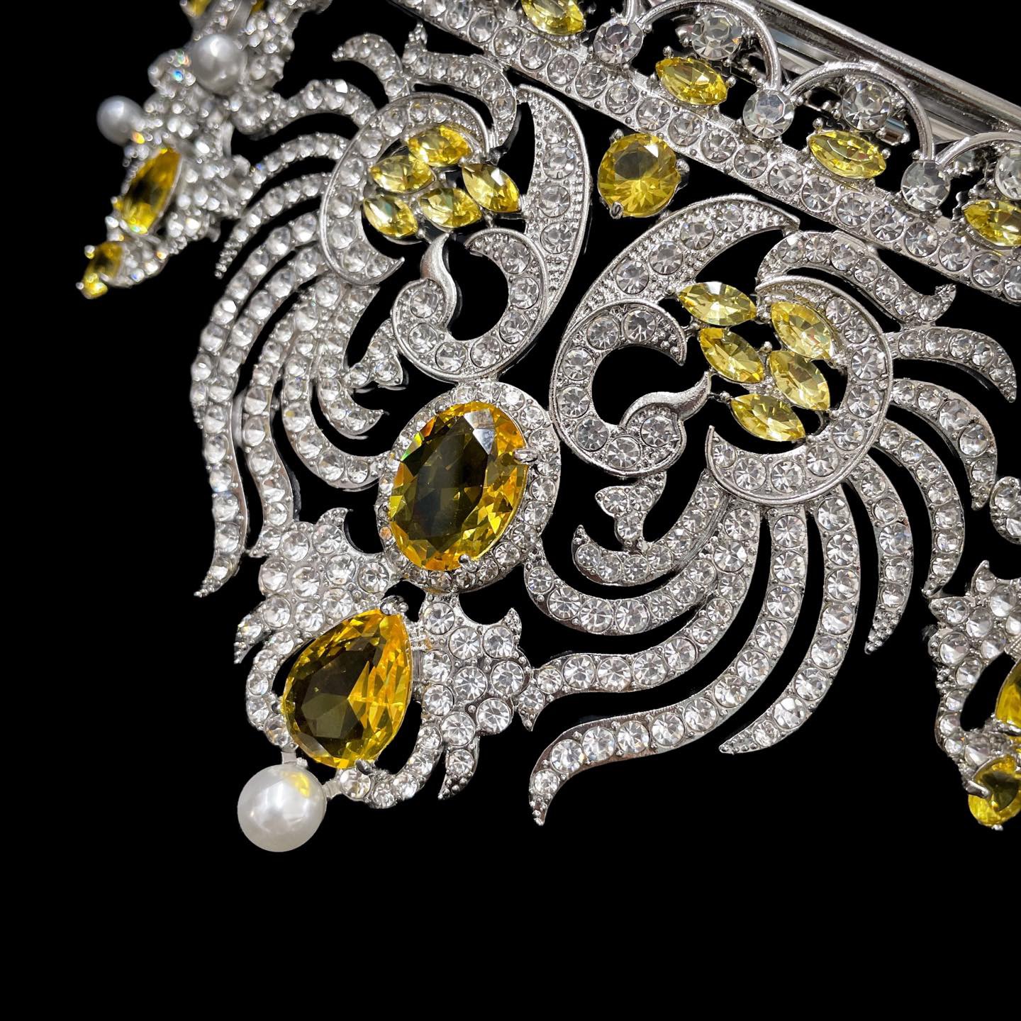 (พร้อมส่งจากไทย) มงกุฏ 093 สีเหลือง มงกุฎนางงาม มงกุฎเพชร มงกุฎประกวด สินค้าพร้อมส่ง ไม่ต้องรอนาน งานพรีเมี่ยม