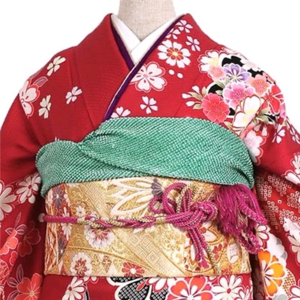 setผ้าชิโบริ+เชื่อกประดับโอบิ เขียว05