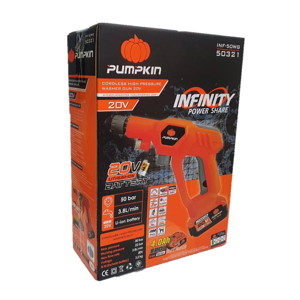 ปืนฉีดน้ำไร้สาย20V INF-50WG PUMPKIN #50321 พร้อมชุดแบต