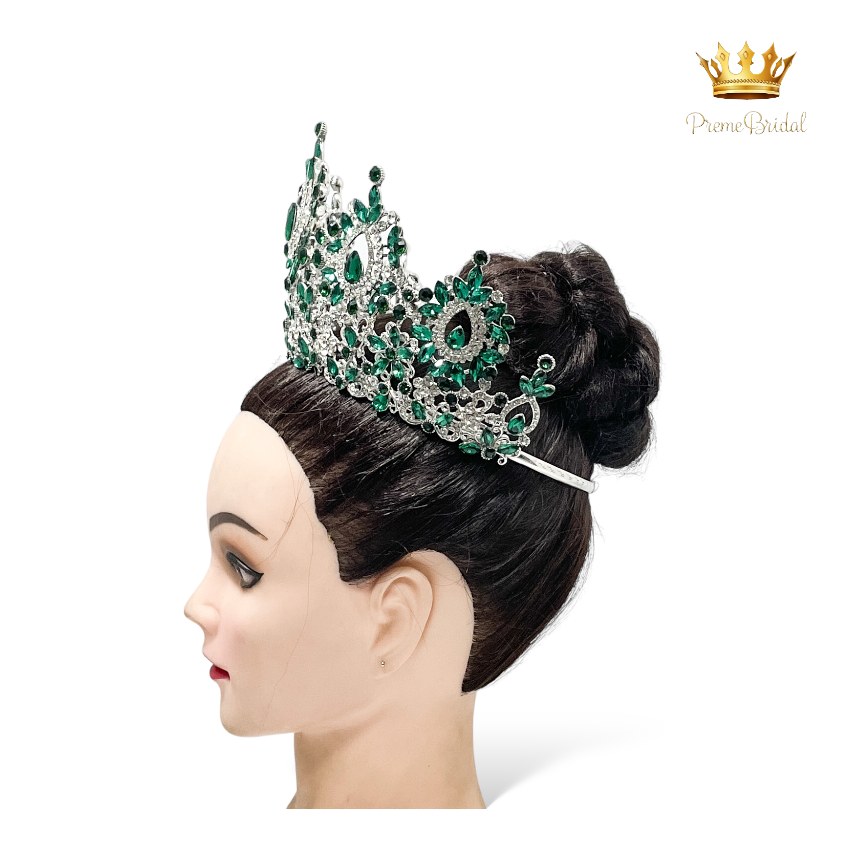 (พร้อมส่งจากไทย) มงกุฏ 122 สีเขียว งานสวย งานนางงาม รุ่นฐานกลม ปรับขนาดได้ ส่งด่วน ส่งจาก จ.อุบลราชธานี