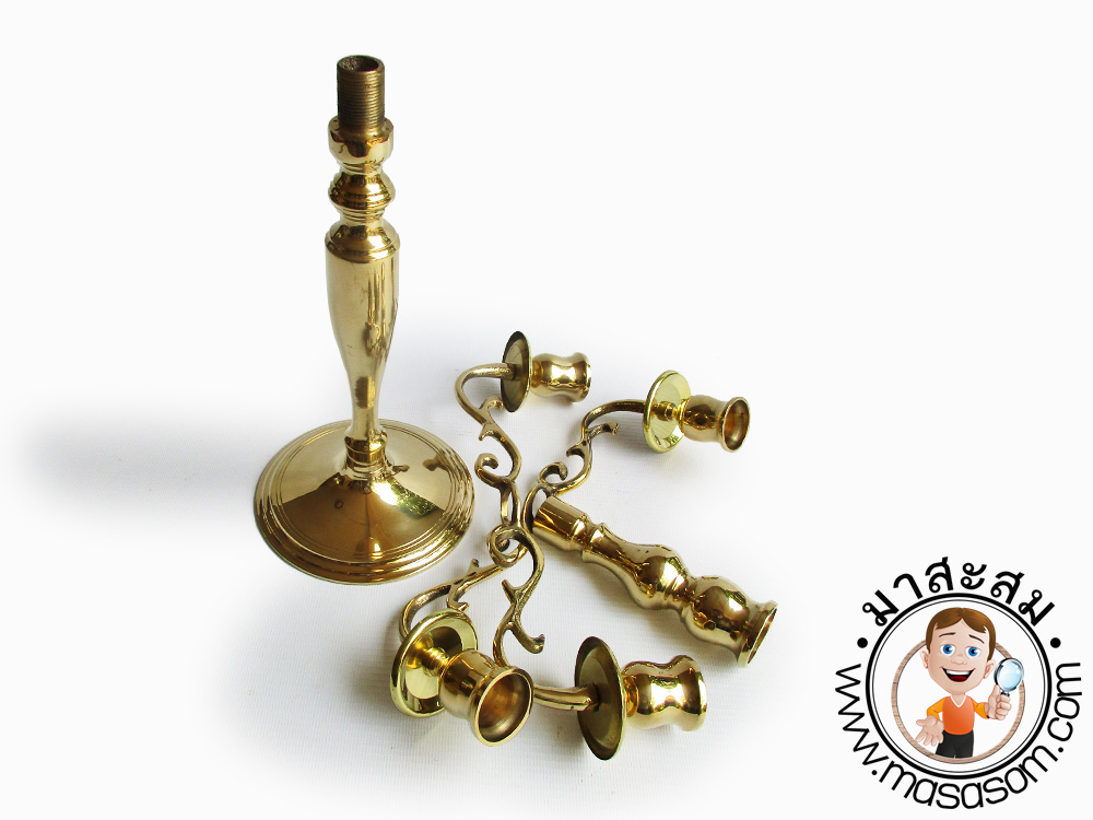 เชิงเทียนทองเหลือง5ช่อ 14 นิ้ว