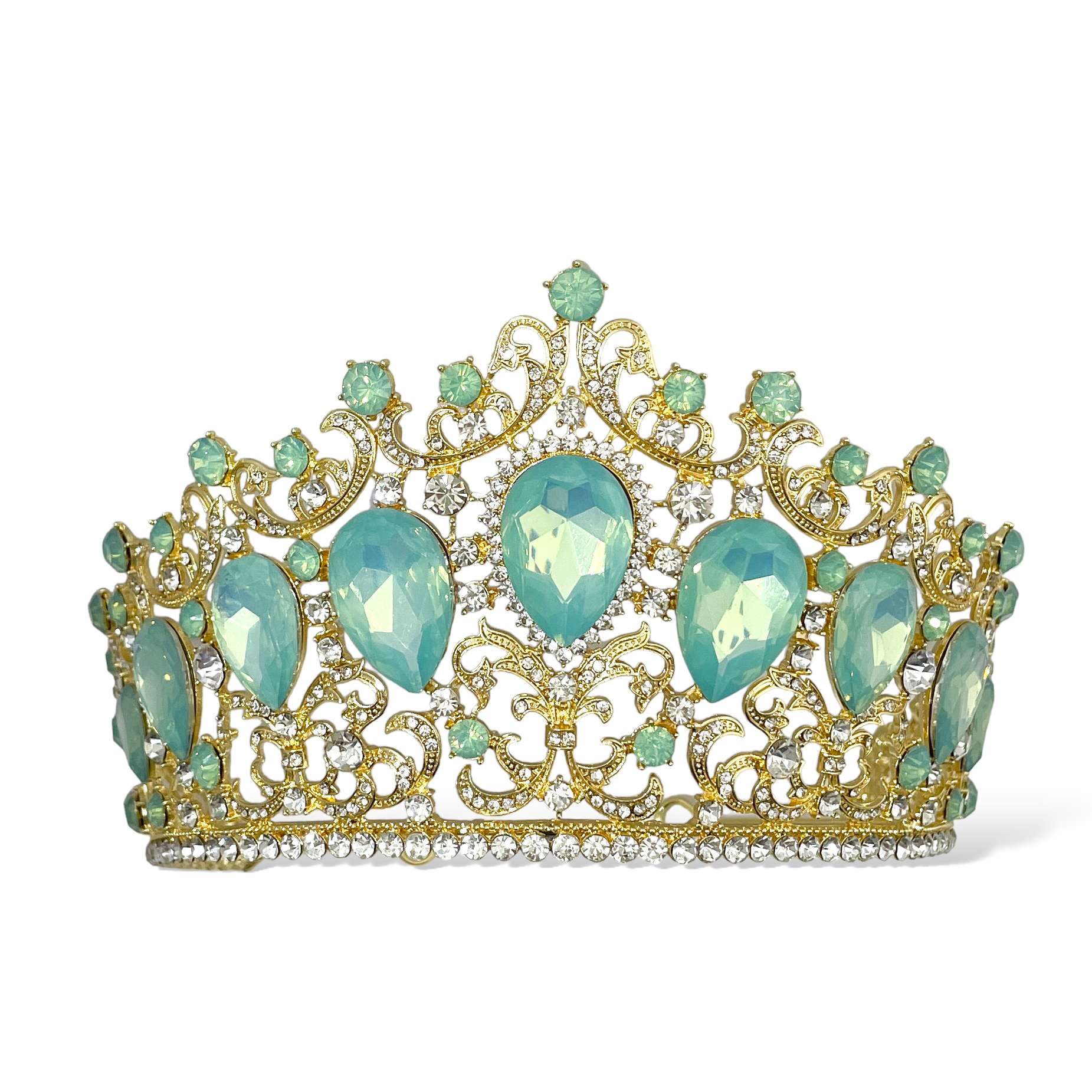 (พร้อมส่ง) เทียร่า 378 สีฟ้าพาสเทล งานสวย ปราณีต QCเพชรทุกเม็ด สินค้าพร้อมส่งจากไทย