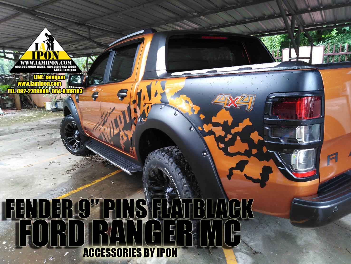 FENDER FORD RANGER MC FLATBLACK 9" โปร่งล้อ 9" มีหมุดหลอกดำด้านฟอร์ดเรนเจอร์ MC