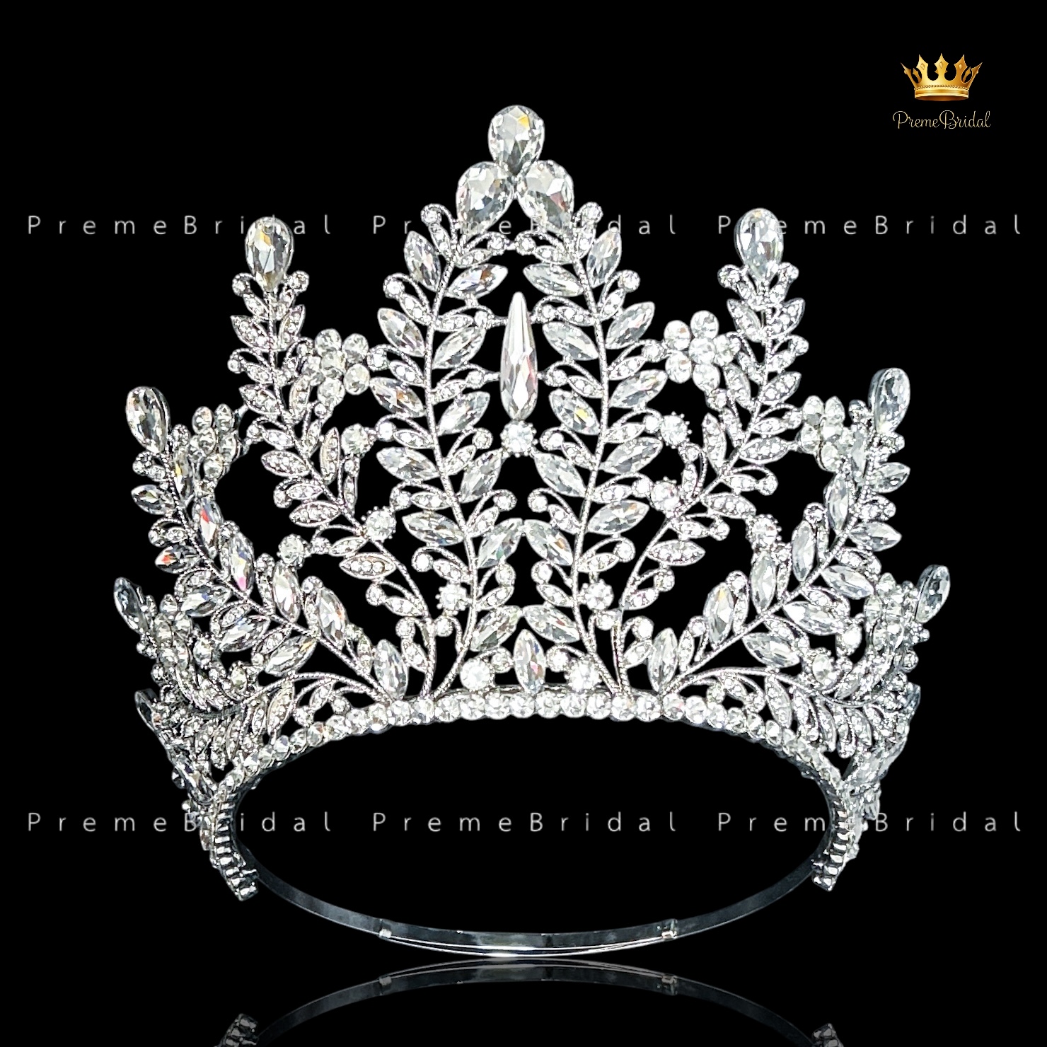 (พร้อมส่งจากไทย) มงกุฏ 132 สีเงิน ขนาดใหญ่ไซส์นางงาม งานสวย รุ่นฐานกลม ส่งด่วน ส่งจาก จ.อุบลราชธานี