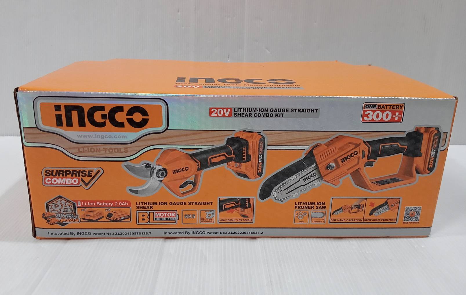 INGCO ชุดคอมโบ้เลื่อยโซ่5" + กรรไกรตัดกิ่ง 20V COSLI23065 ครบชุดพร้อมแบต แท่นชาร์จ