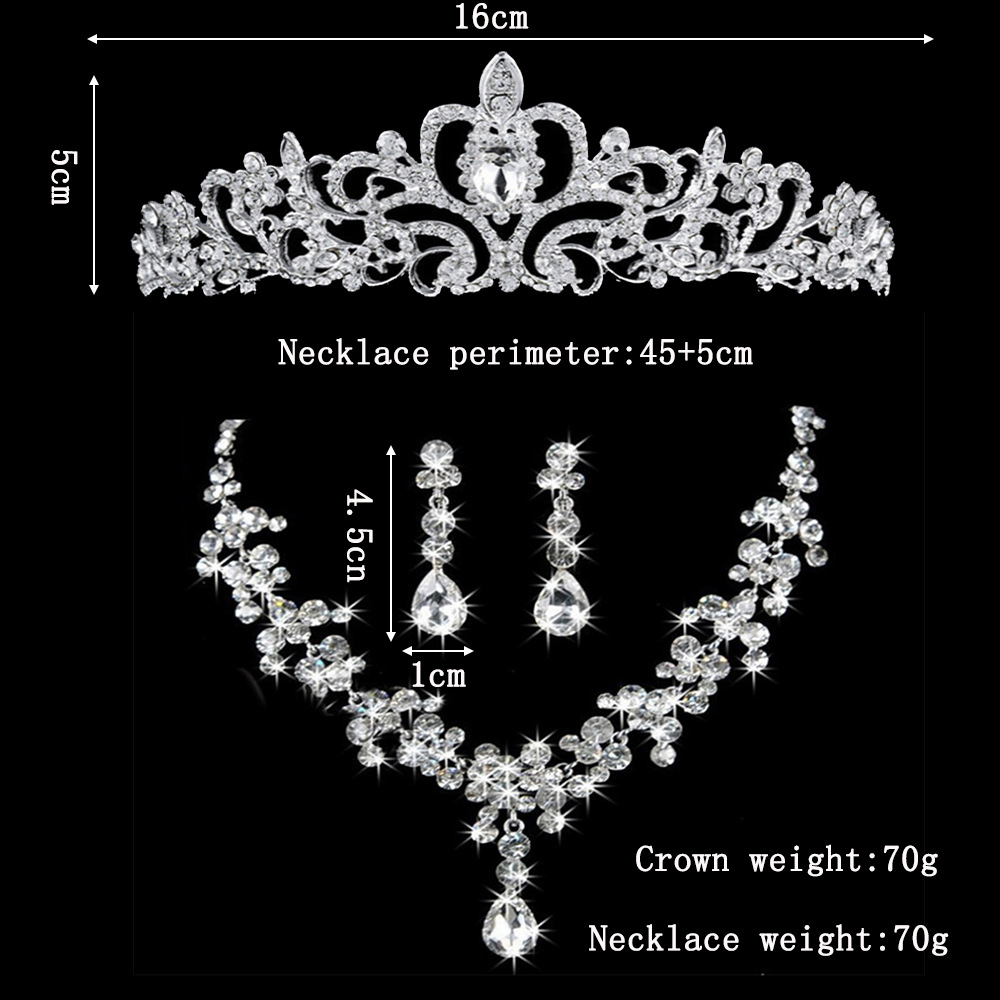 SET009 เครื่องประดับ 3 ชิ้น มงกุฎ สร้อยคอ ต่างหู จัดเซทสวยงาม สินค้าพร้อมส่งจากไทย