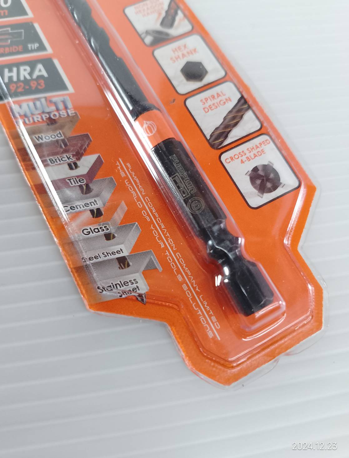 ดอกสว่านเจาะอเนกประสงค์หัวคาร์ไบด์ เจาะกระจก / ปูน / กระเบื้อง 6mm. PUMPKIN PRO-MD6M