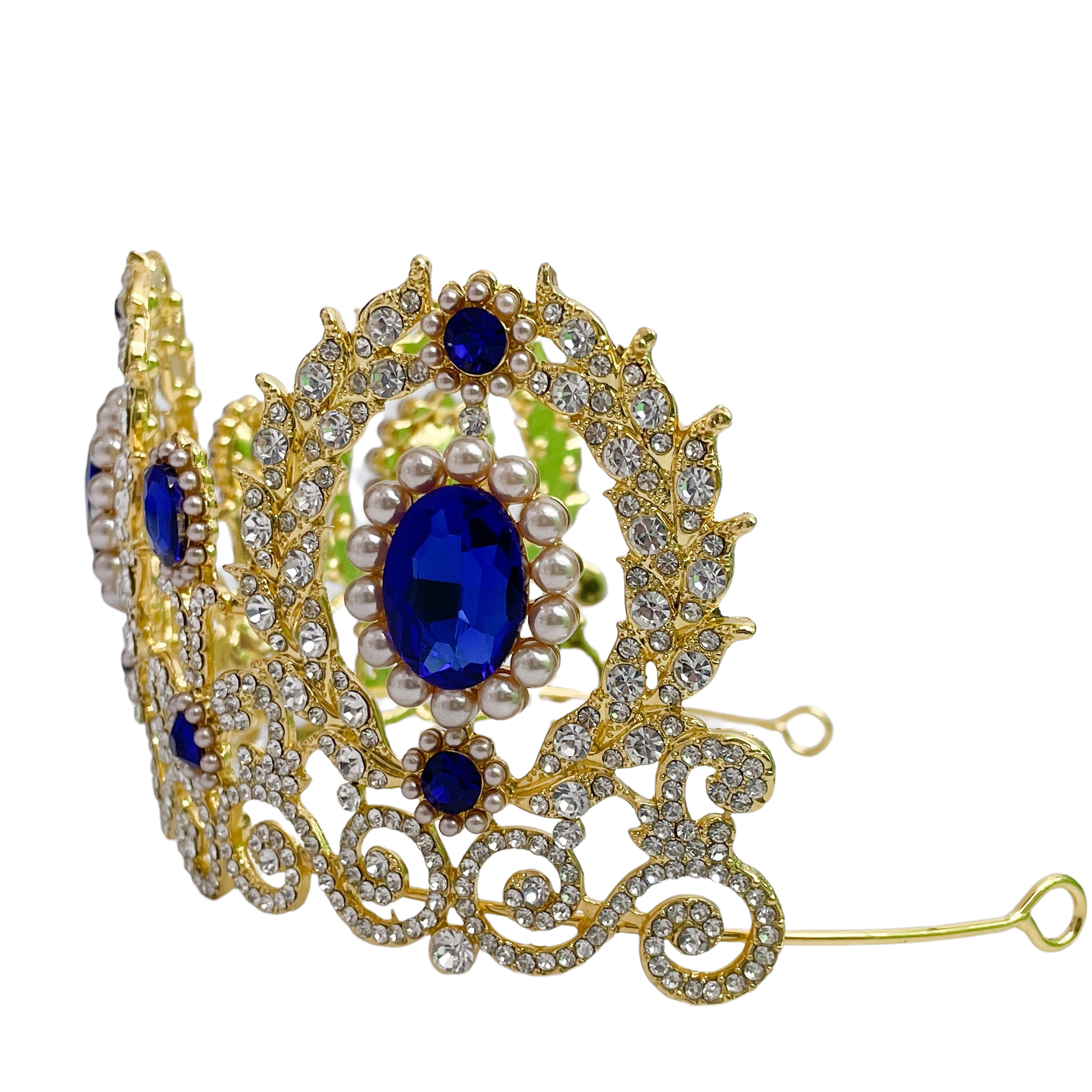 (พร้อมส่ง) เทียร่า 001 สีน้ำเงิน มงกุฎนางงาม มงกุฎเจ้าหญิง งานสวย ปราณีต QCเพชรทุกเม็ด สินค้าพร้อมส่งจากไทย