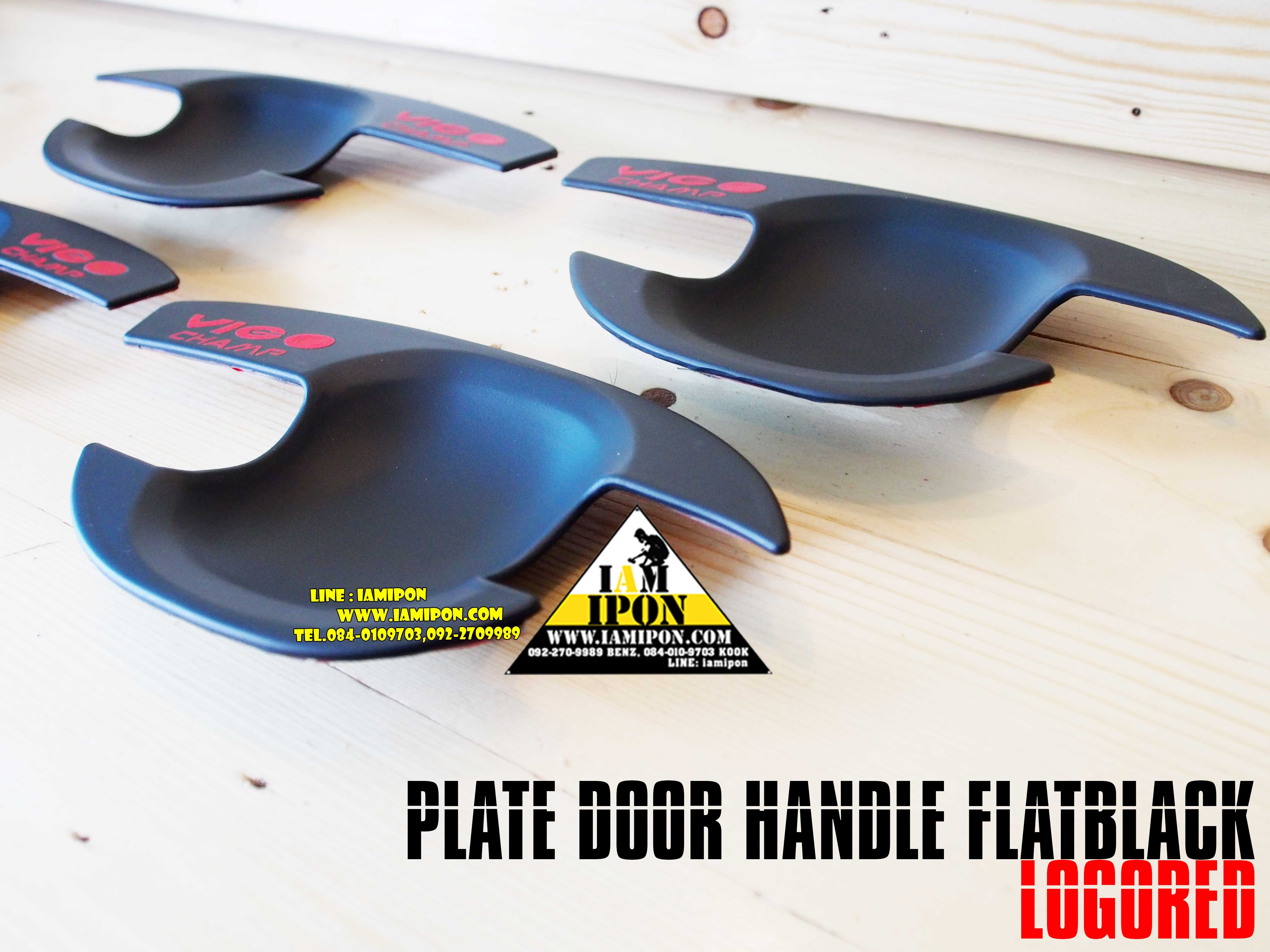 PLATE DOOR HANDLE FLATBLACK LOGORED VIGO เบ้ารองมือเปิดวีโก้ดำด้านโลโก้แดง