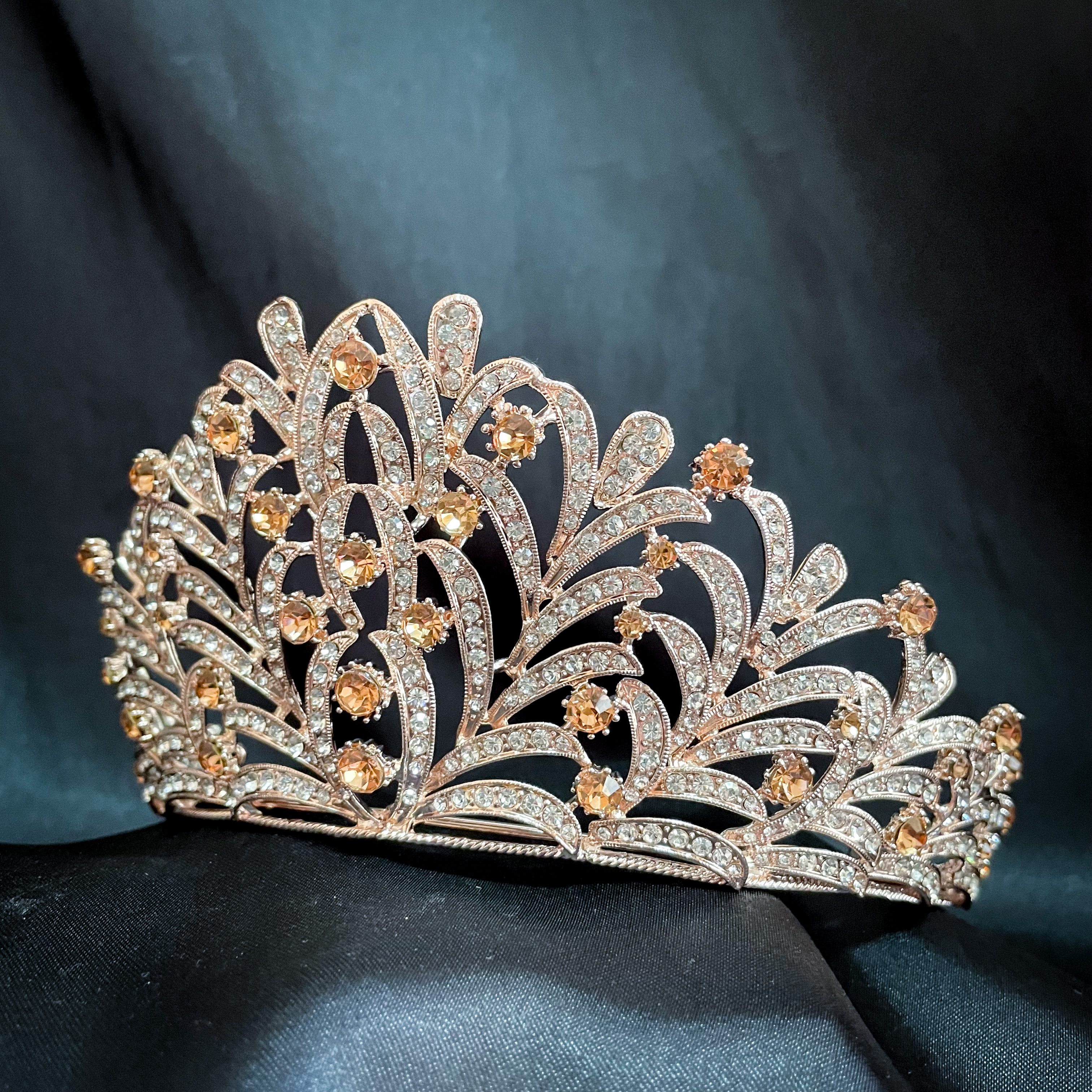 (พร้อมส่ง) เทียร่า 318 สีส้ม มงกุฎนางงาม มงกุฎเจ้าหญิง งานสวย ปราณีต QCเพชรทุกเม็ด สินค้าพร้อมส่งจากไทย