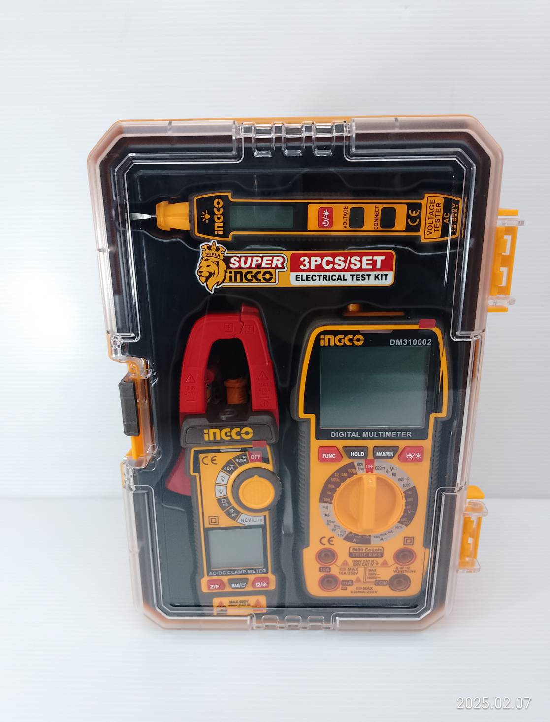 INGCO COMBO SET ชุดช่างไฟฟ้า ปากกาวัดไฟ+มัลติมิเตอร์+แคลมป์มิเตอร์ 3ตัวชุด รุ่น COS24067