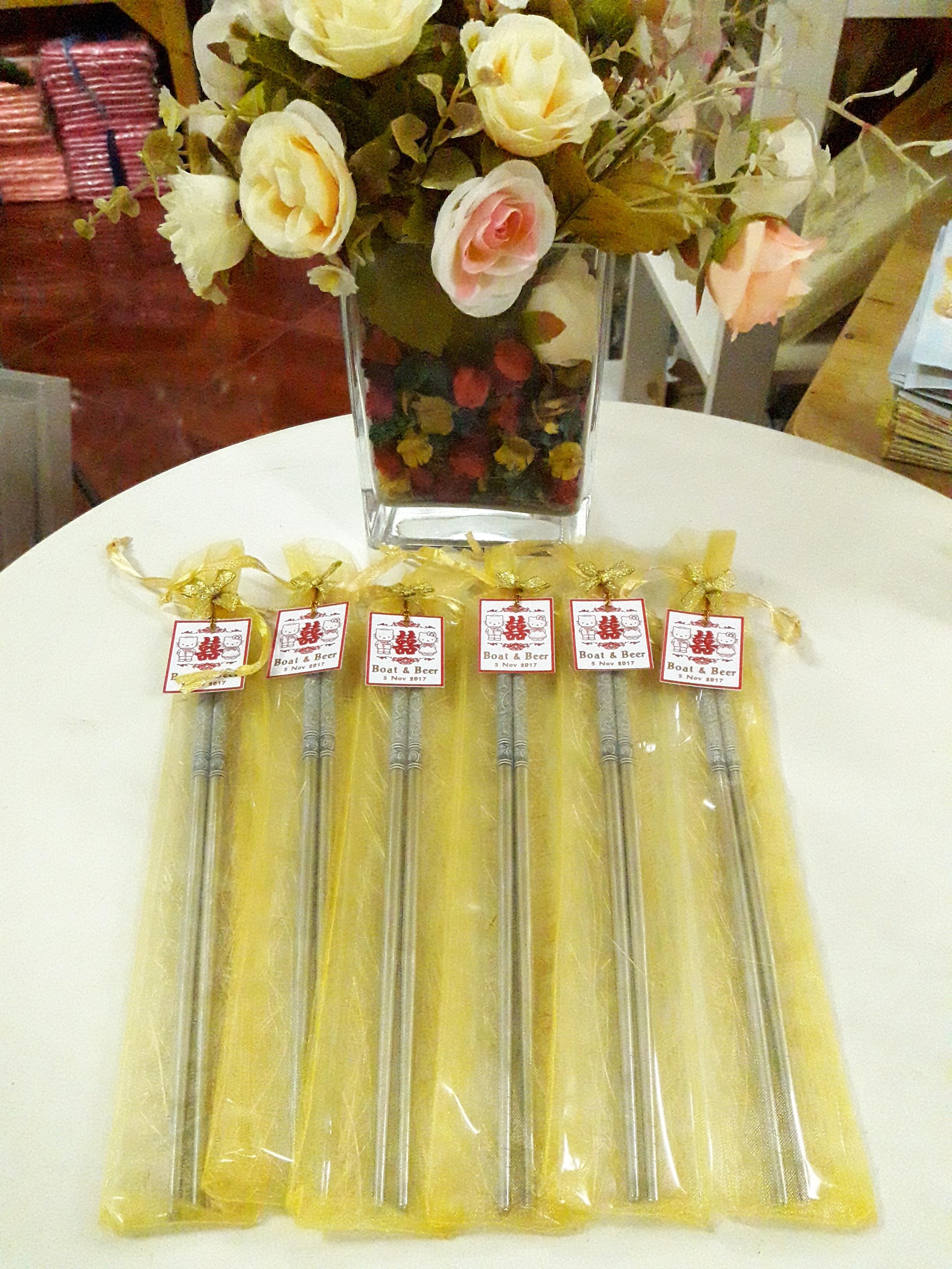 ตะเกียบเหล็กแพคเกจถุงผ้าแก้ว