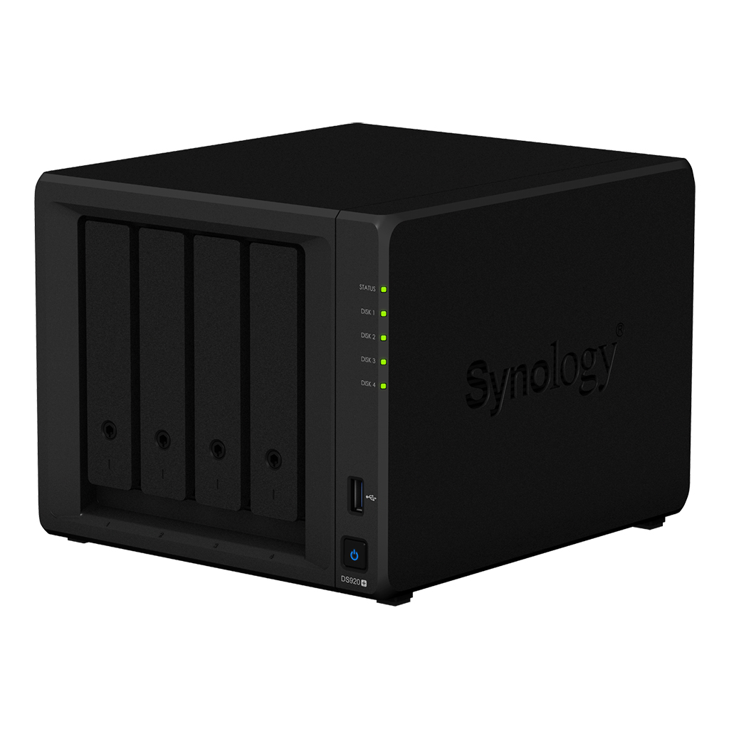 Synology DS920+ 4-bay DiskStation (up to 9-bay), Quad Core 2.0 GHz (turbo to 2.7 GHz), 4GB RAM (up to 8GB)