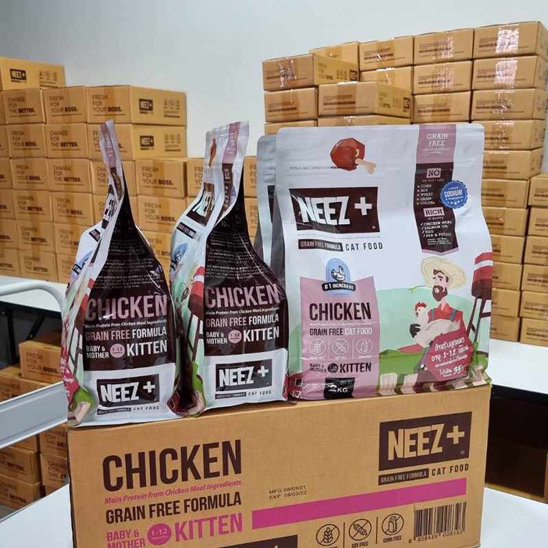 NEEZ+อาหารแมว นีซพลัส เกรนฟรี พรีเมี่ยมสำหรับน้องแมว 🐥สูตรลูกแมว 1 กิโล 270.- เหมาะกับ1ปีแรกโดยเฉพาะ