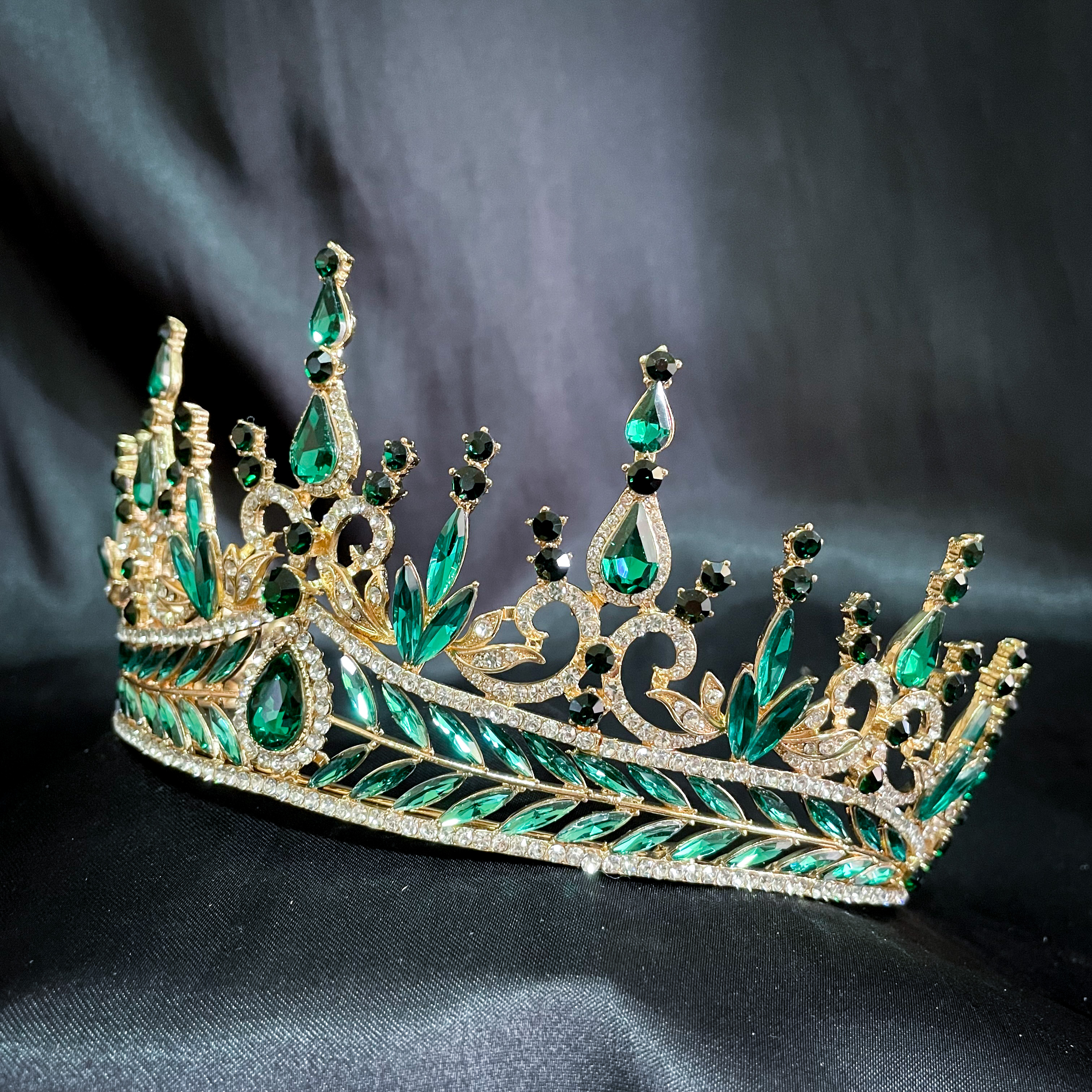 (พร้อมส่ง) เทียร่า 302 สีเขียว มงกุฎนางงาม งานสวย ปราณีต QCเพชรทุกเม็ด สินค้าพร้อมส่งจากไทย