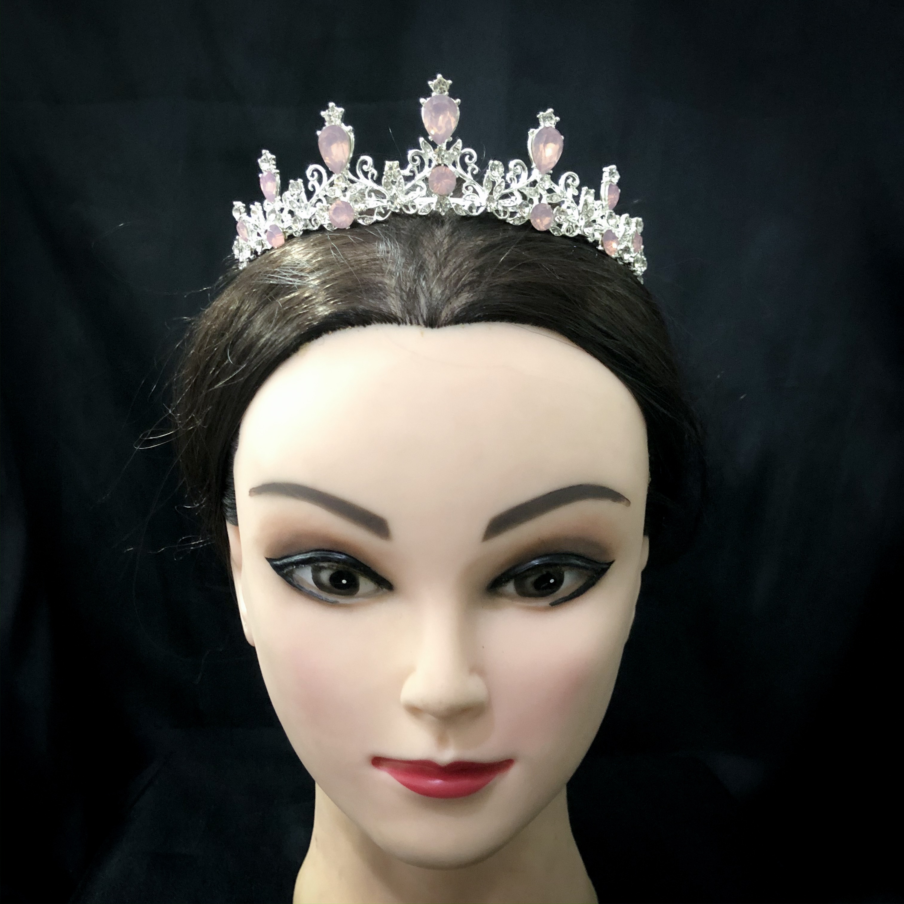 (พร้อมส่ง) เทียร่า 161 สีชมพู มงกุฎนางงาม มงกุฎเจ้าหญิง งานสวย ปราณีต QCเพชรทุกเม็ด สินค้าพร้อมส่งจากไทย